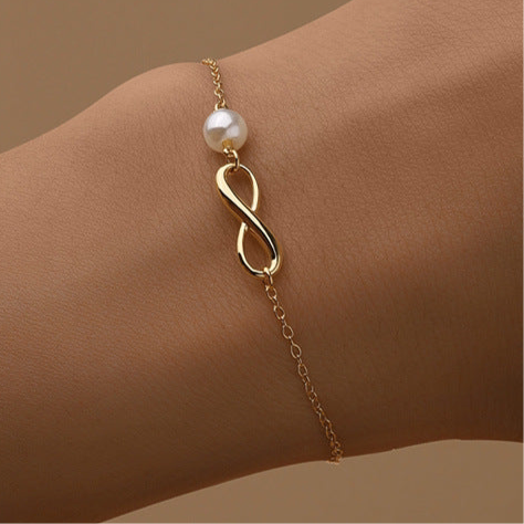 Gold Vermeil Pearl Bracelet with Infinity Charm
