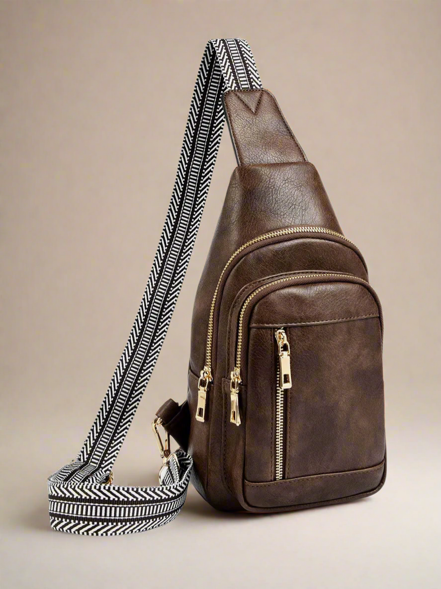 Vegan Leather Adjustable Strap Crossbody Bag