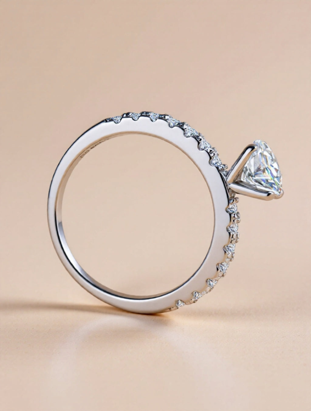 Moissanite 925 Sterling Silver Side Stone Ring