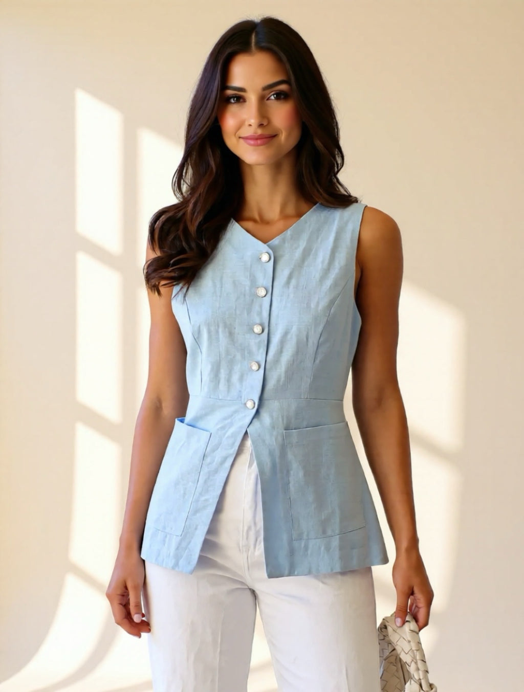 Button Down V-Neck Vest