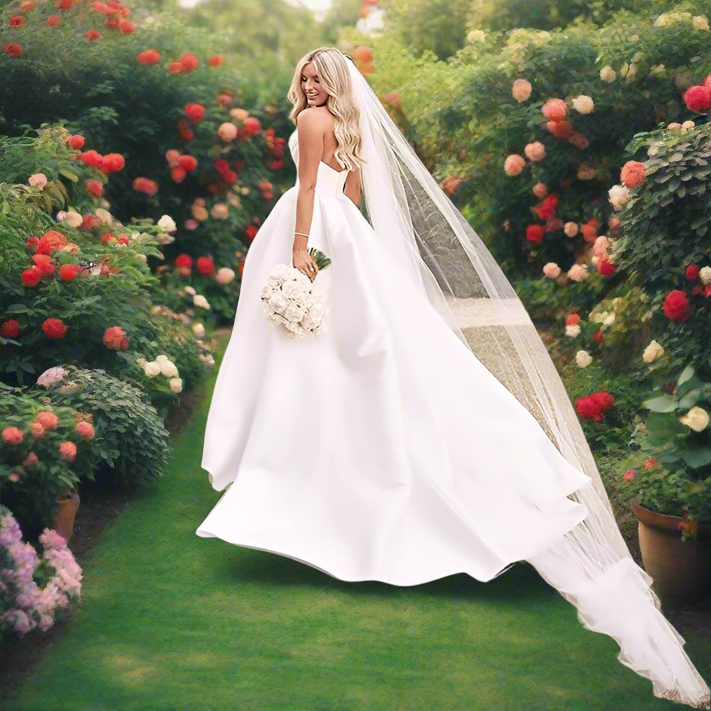 Satin Wedding Dresses with High Split