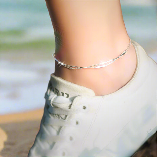 .925 Sterling Silver Double Layered Anklet