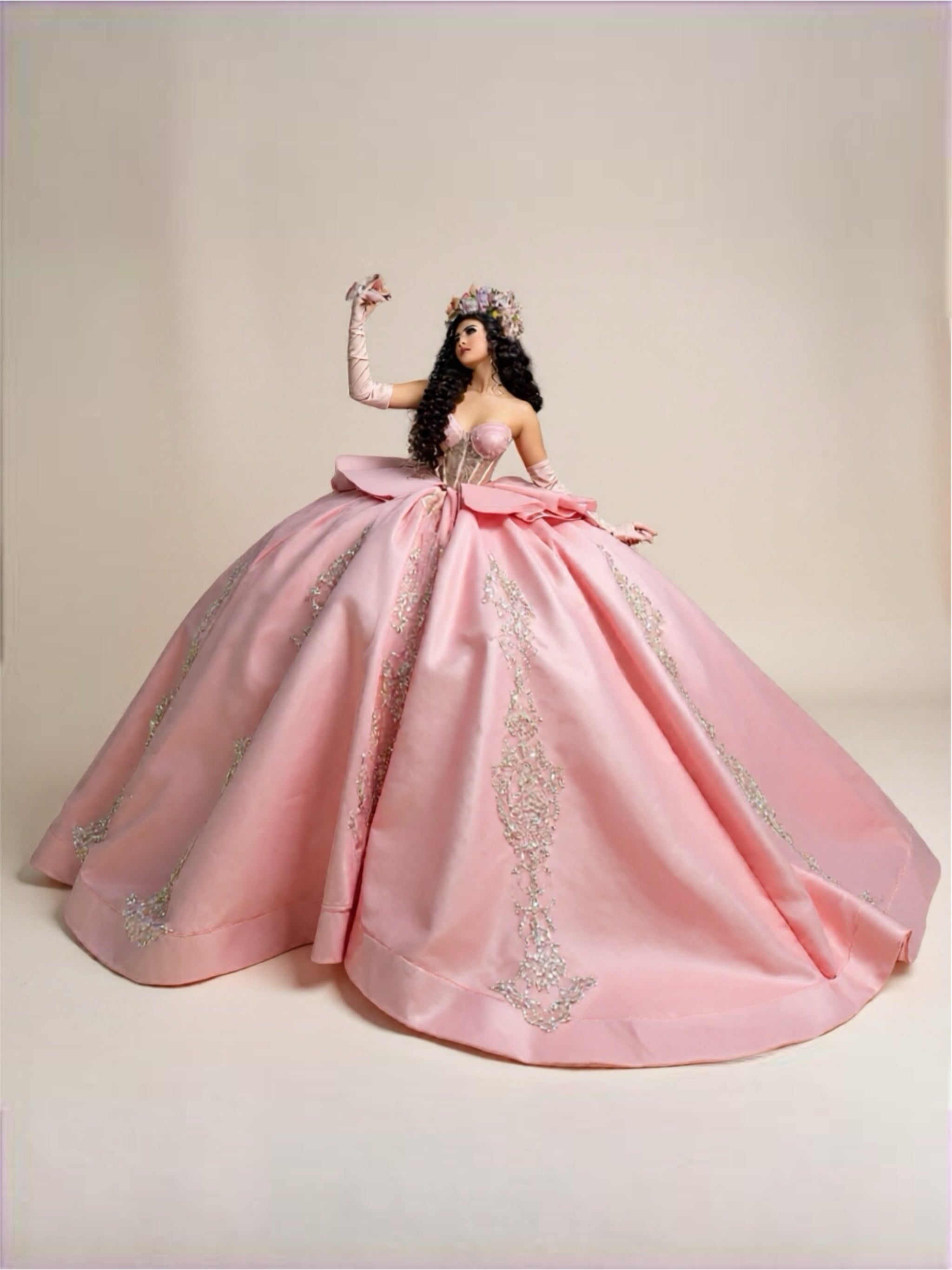 Pink Off The Shoulder Quinceanera Dress with Lace Appliques