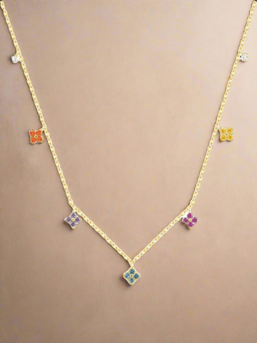 Gold Vermeil Clover CZ Necklace