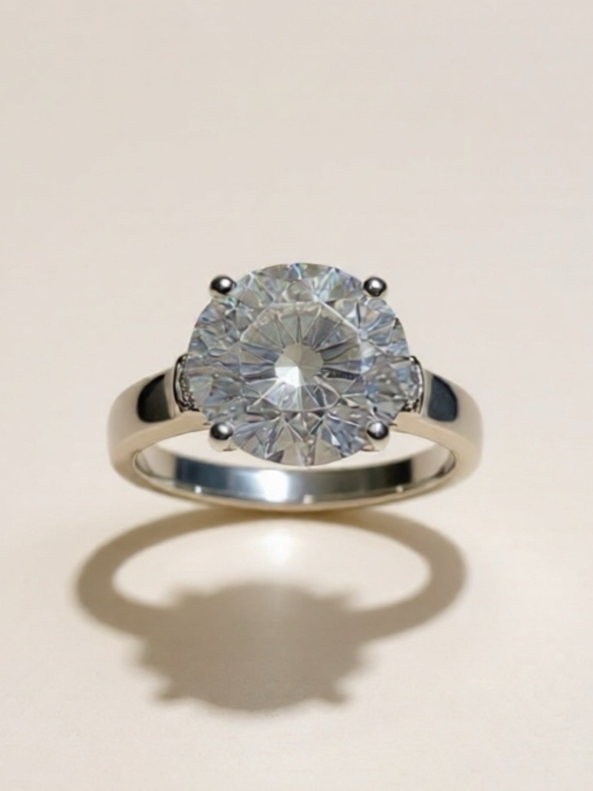 5 Carat Moissanite Platinum-Plated Ring