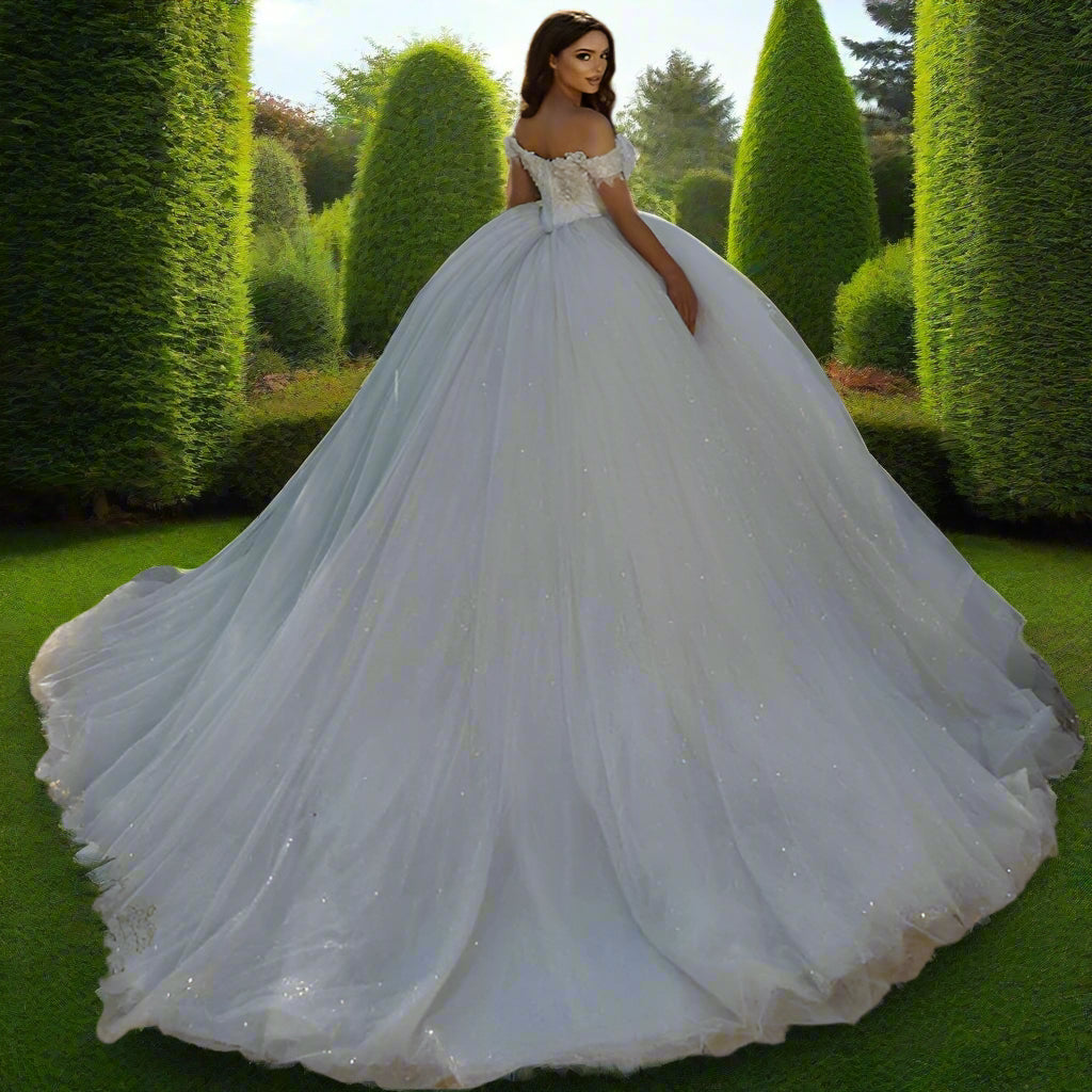 Off Shoulder Sweetheart Ball Gown Wedding Dress