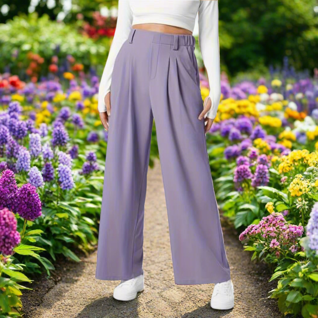 Pleated Wide Leg Trousers with Pockets