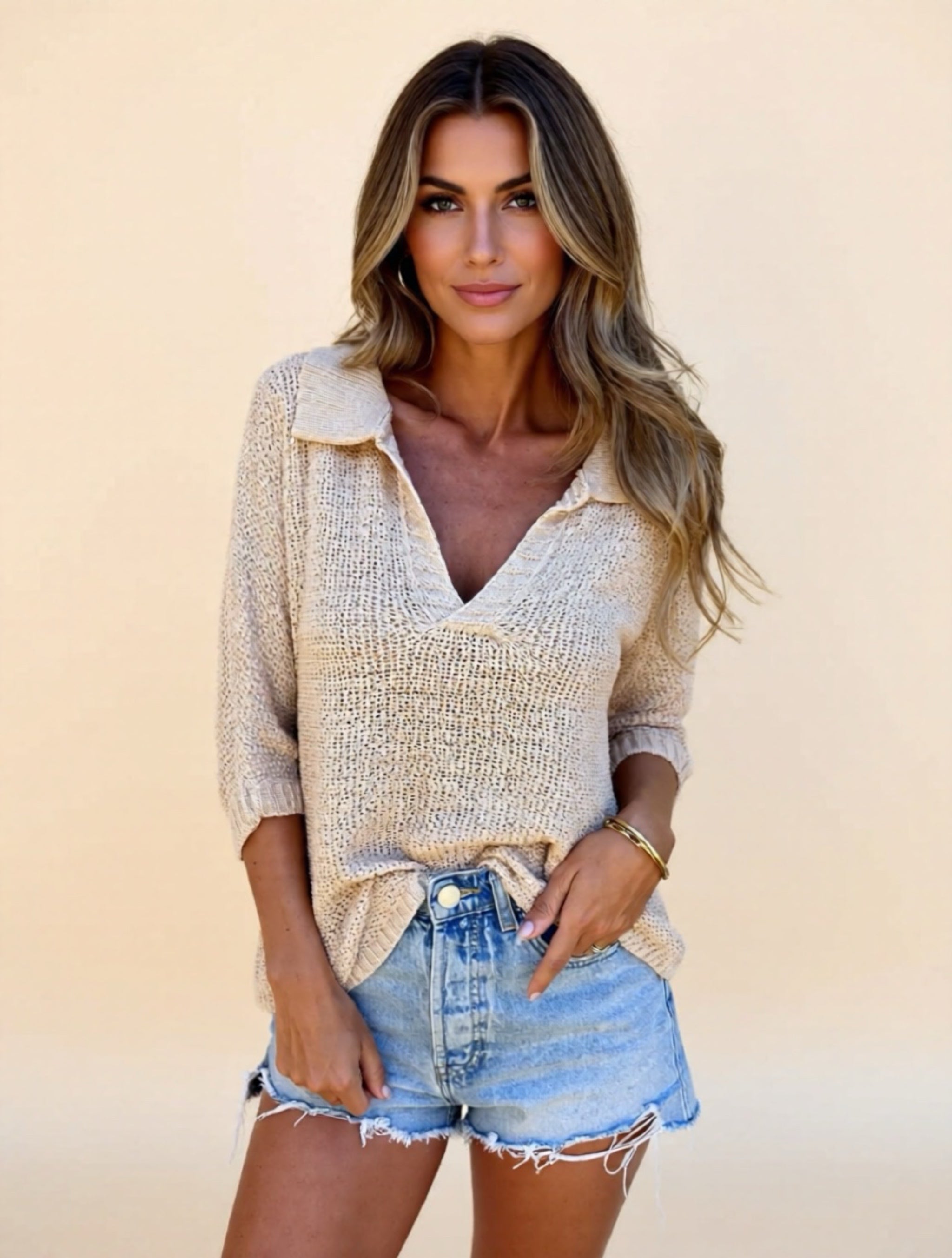 Collared Loose Knit Sweater