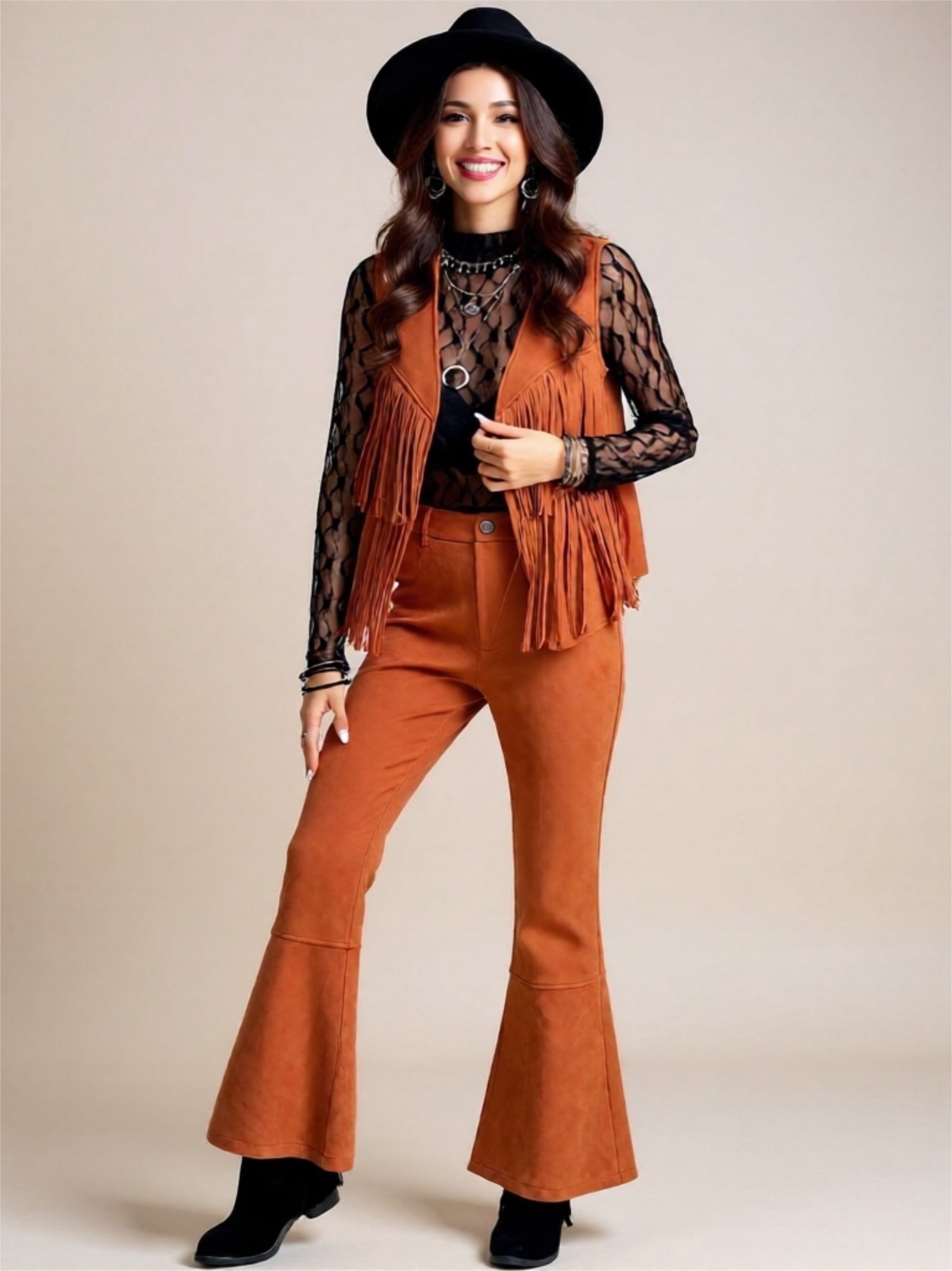 Fringe Vest & Flare Pants Set