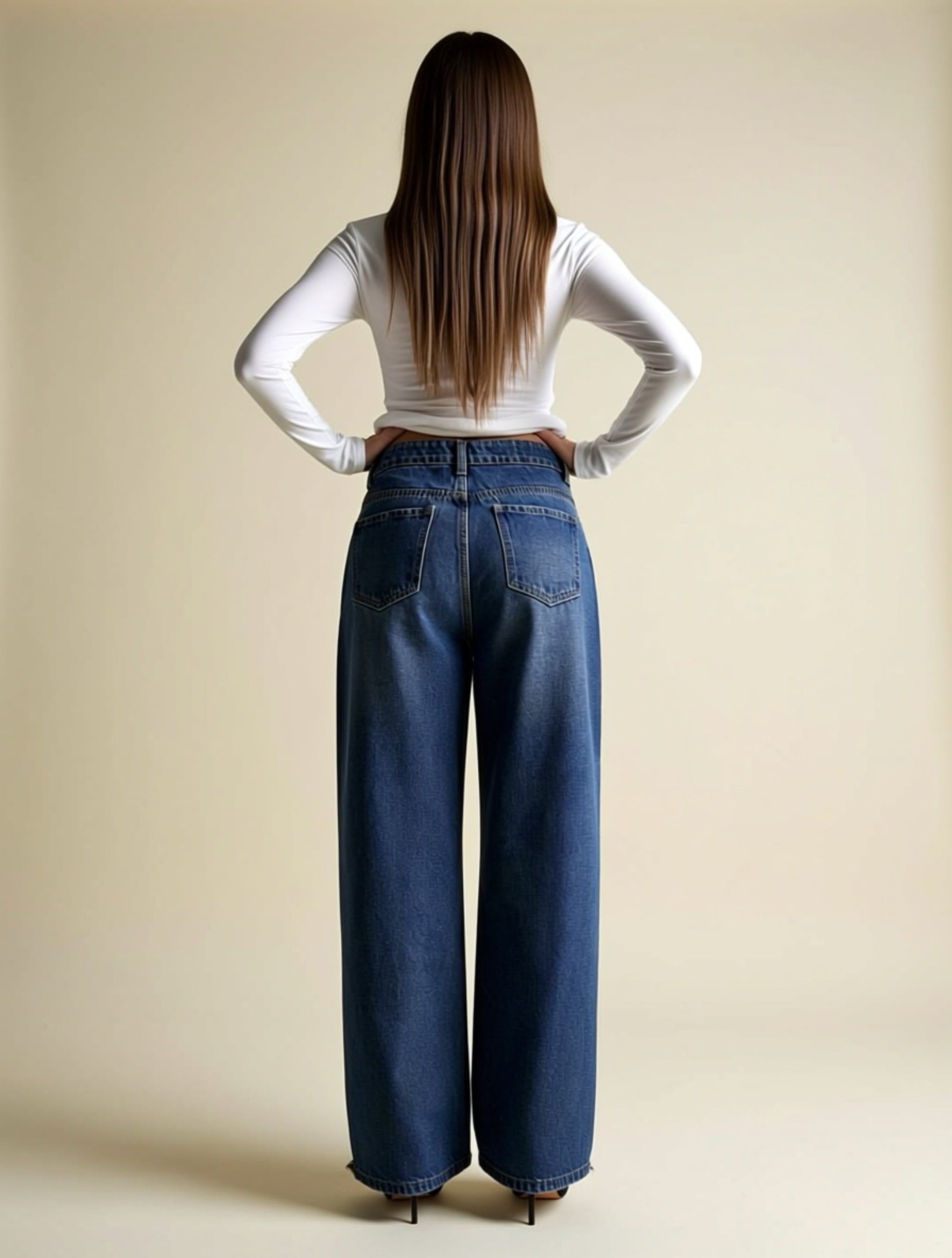 High‑Waisted Wide Leg Jeans