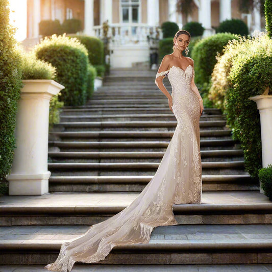 Lace Mermaid Sweetheart Wedding Dress Off The Shoulder