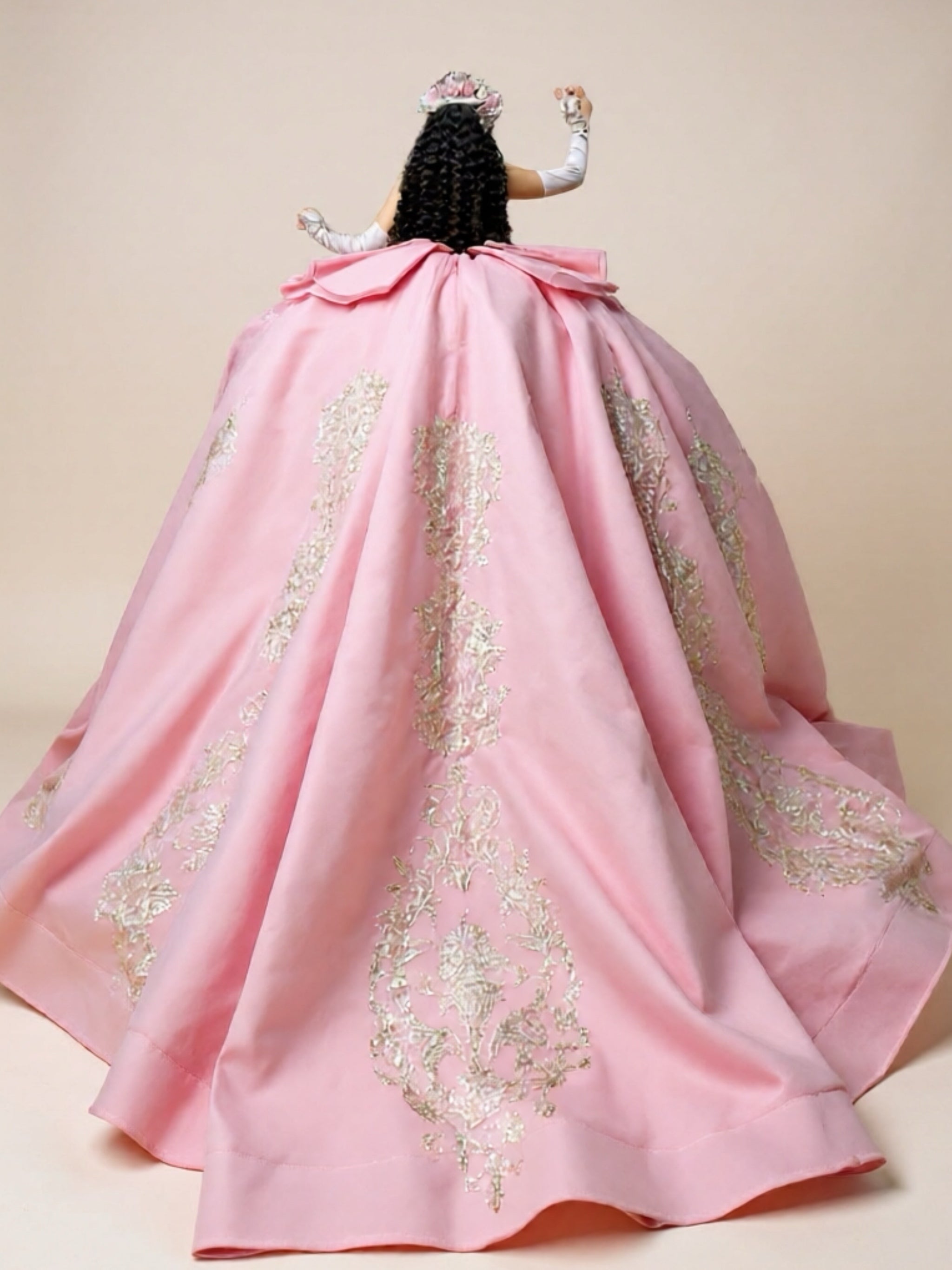 Pink Off The Shoulder Quinceanera Dress with Lace Appliques