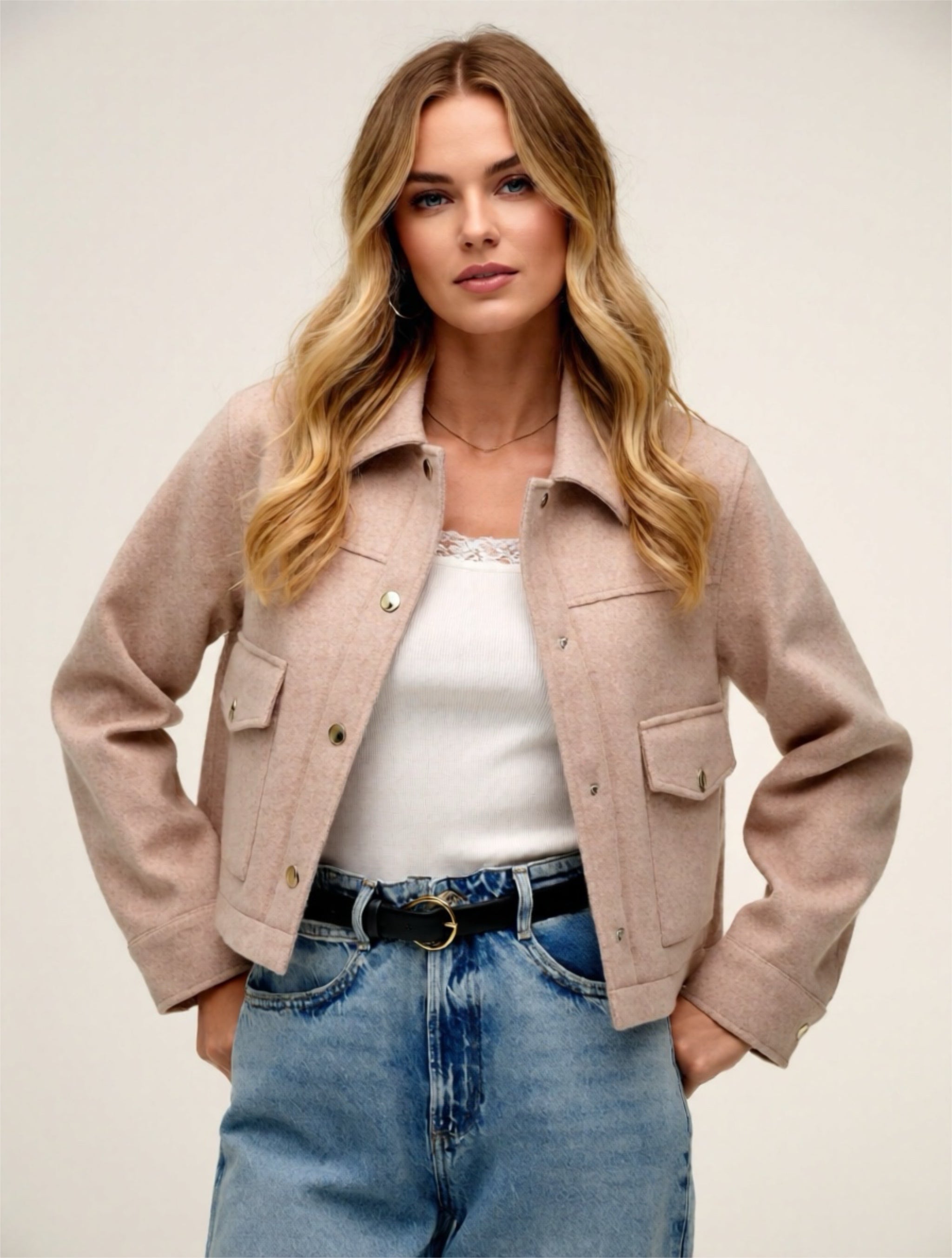 Snap Down Long Sleeve Jacket