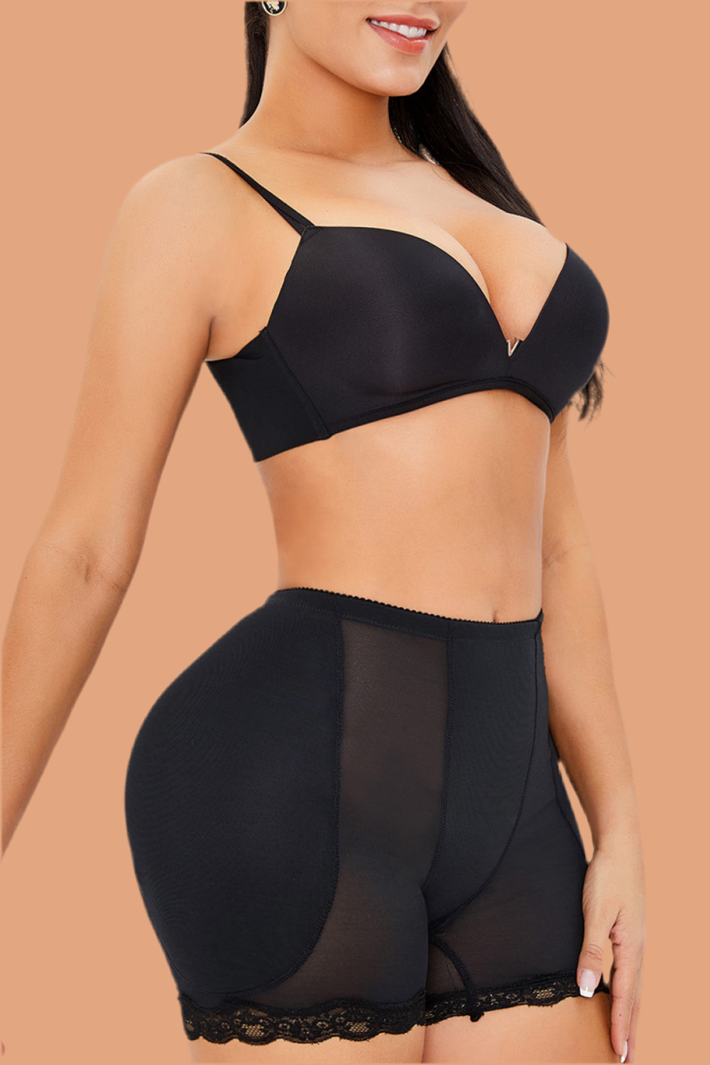 Scalloped Lace Trim Pull-On Shapewear Shorts