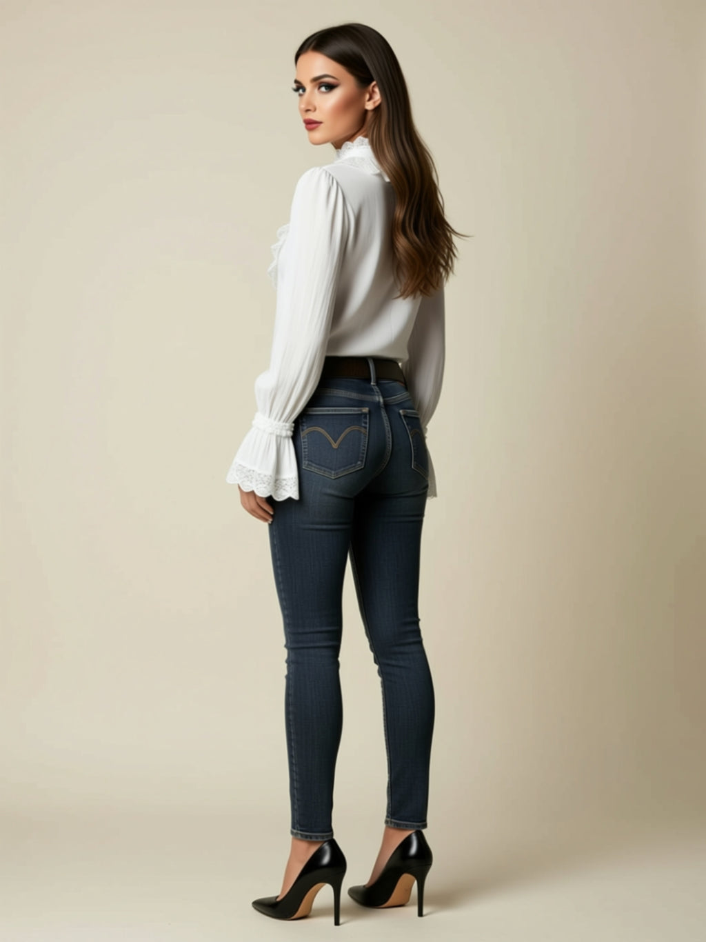 Ruffled Lace Trim Blouse