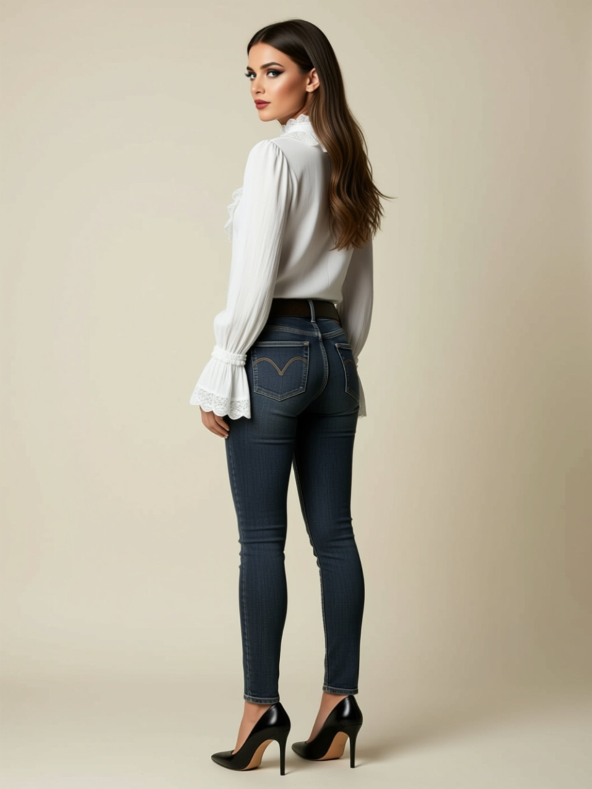 Ruffled Lace Trim Blouse