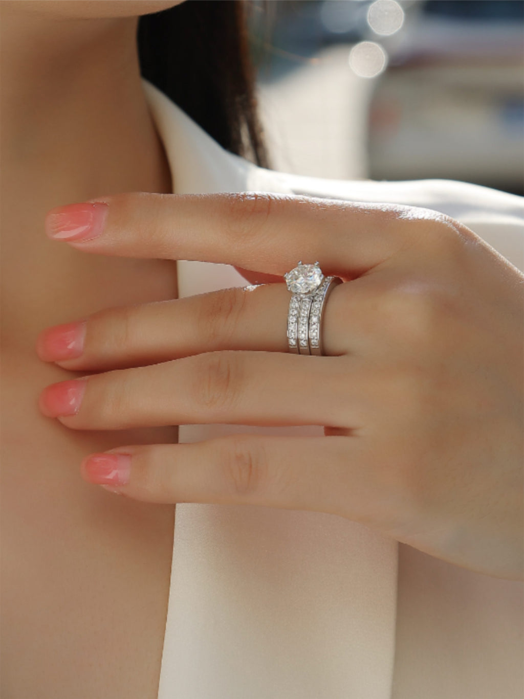 S925 Platinum‑Plated 3‑Piece Bridal Set