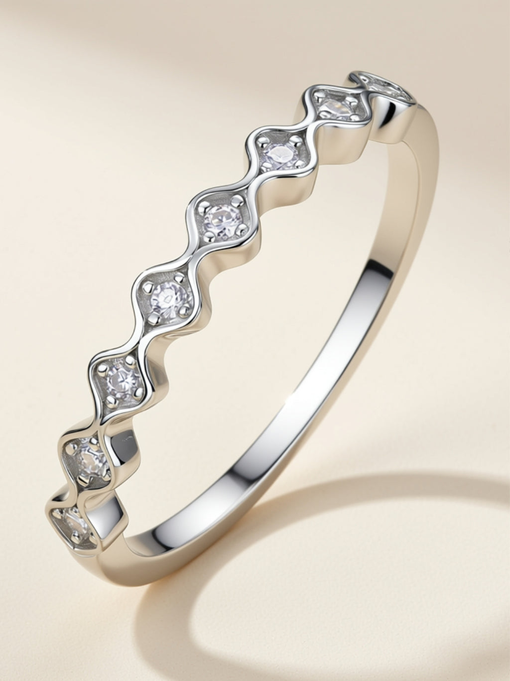 Dainty Wavy Moissanite Band