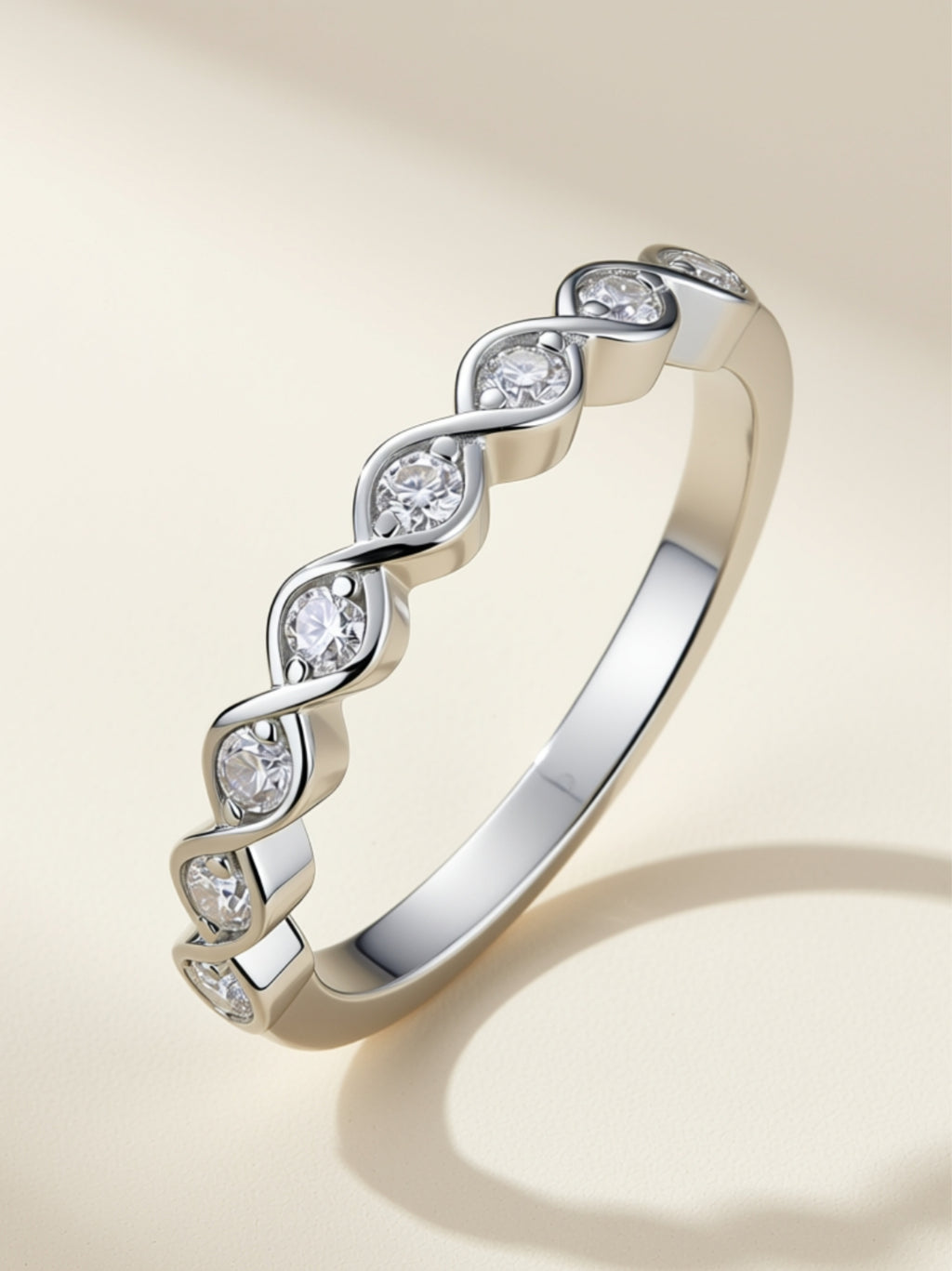 Elegant Twisted Band Moissanite Ring