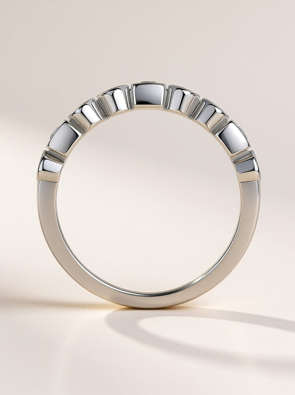 Mixed‑Shape Bezel Moissanite Band Ring