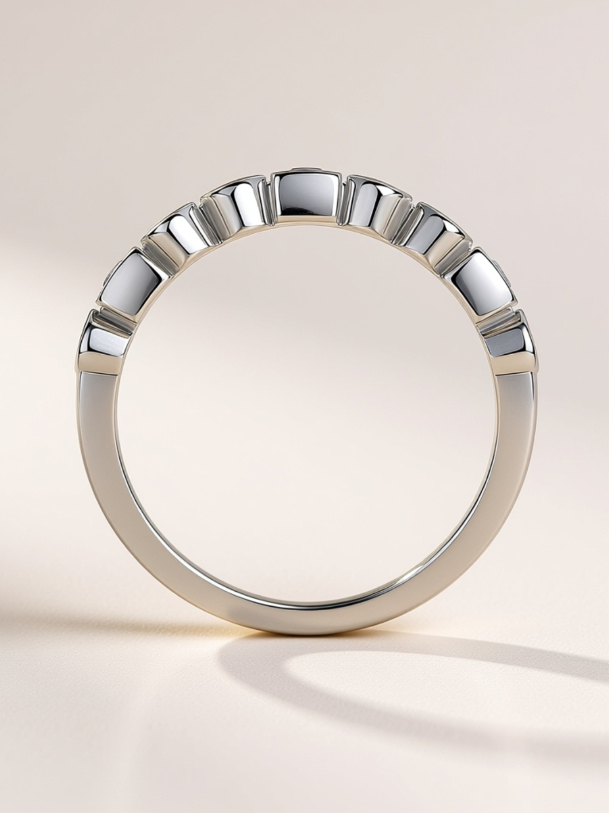 Mixed‑Shape Bezel Moissanite Band Ring