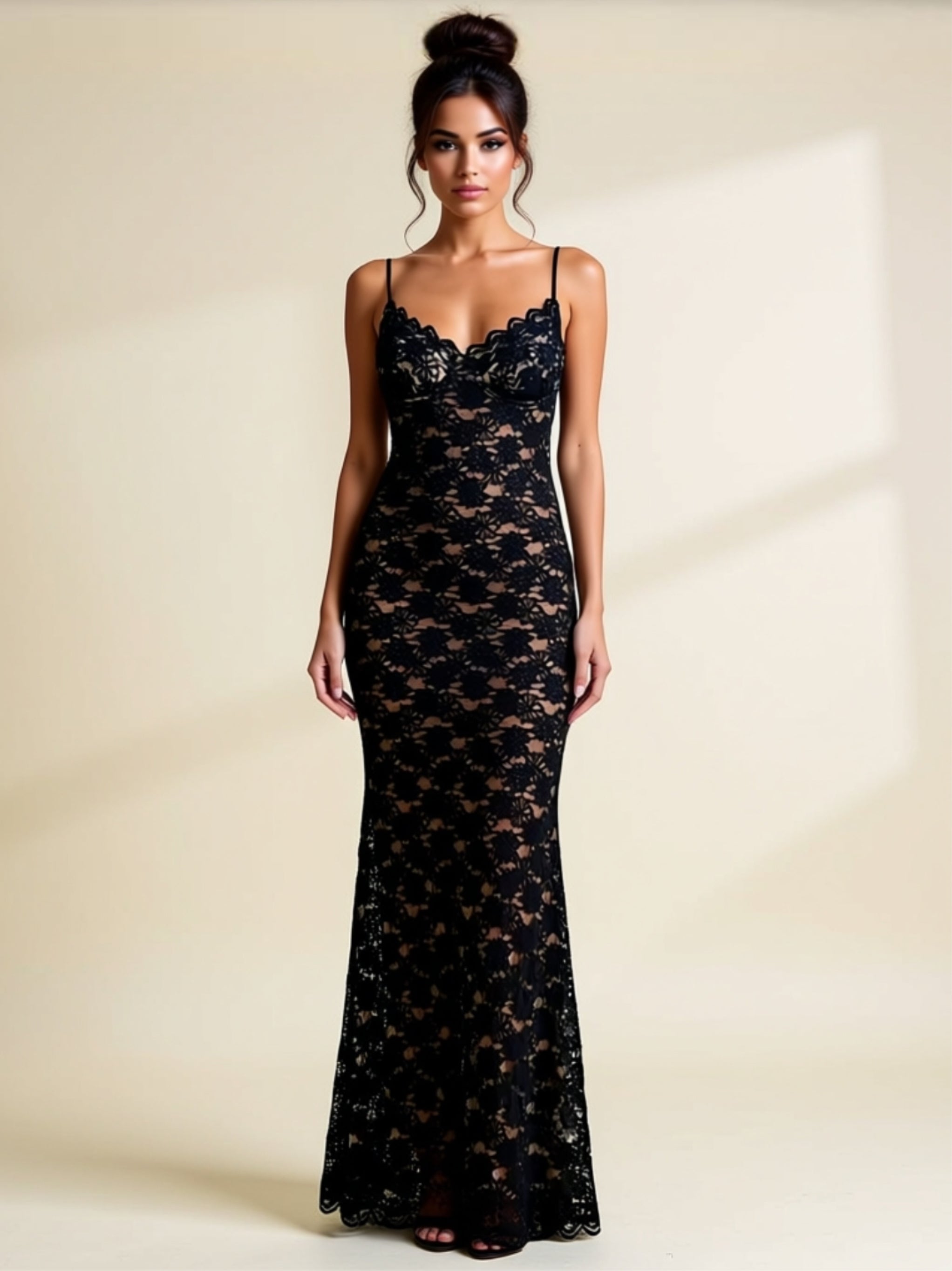 Sheer Lace Maxi Slip Dress