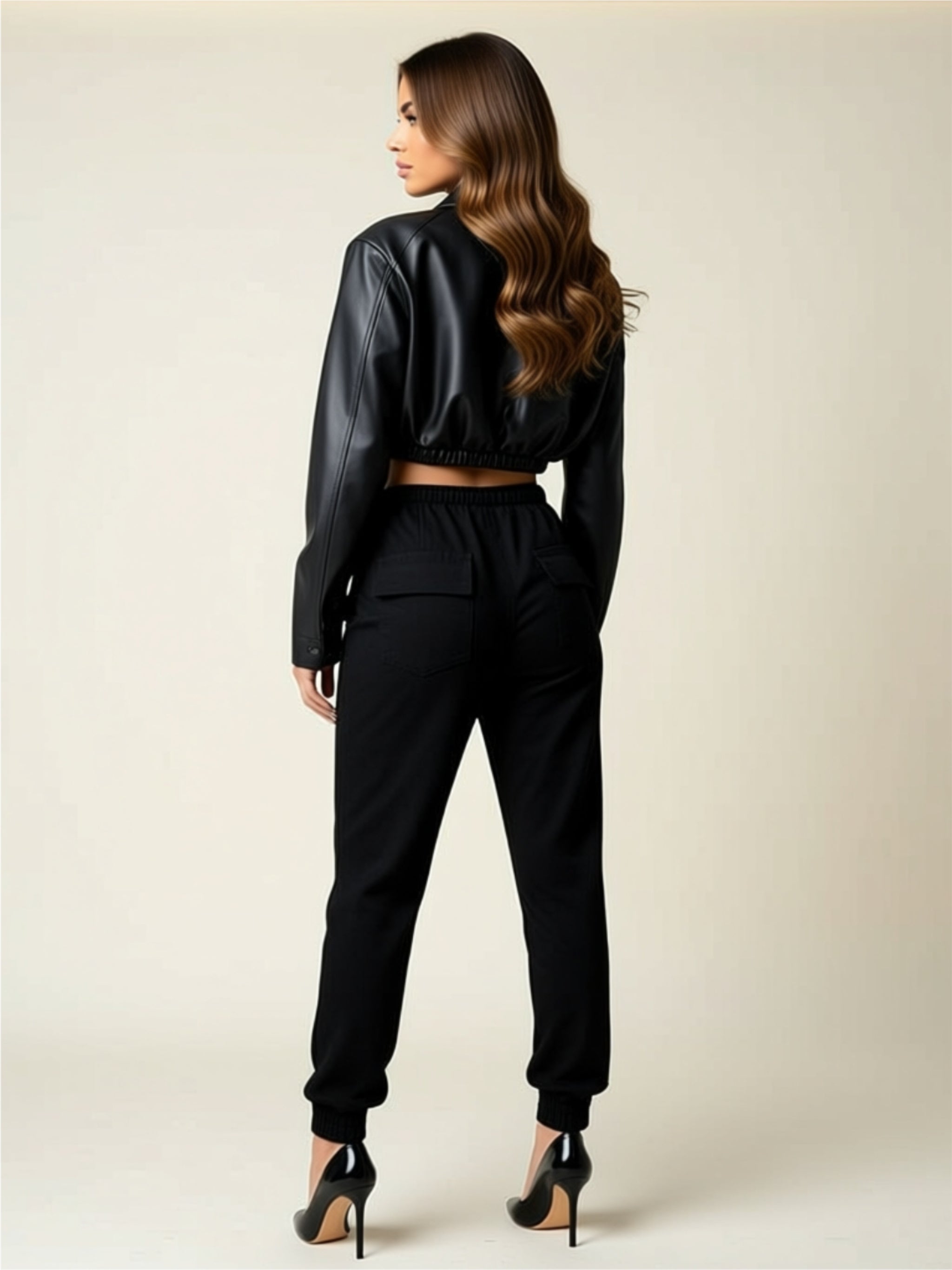 Cropped Vegan Leather Jacket