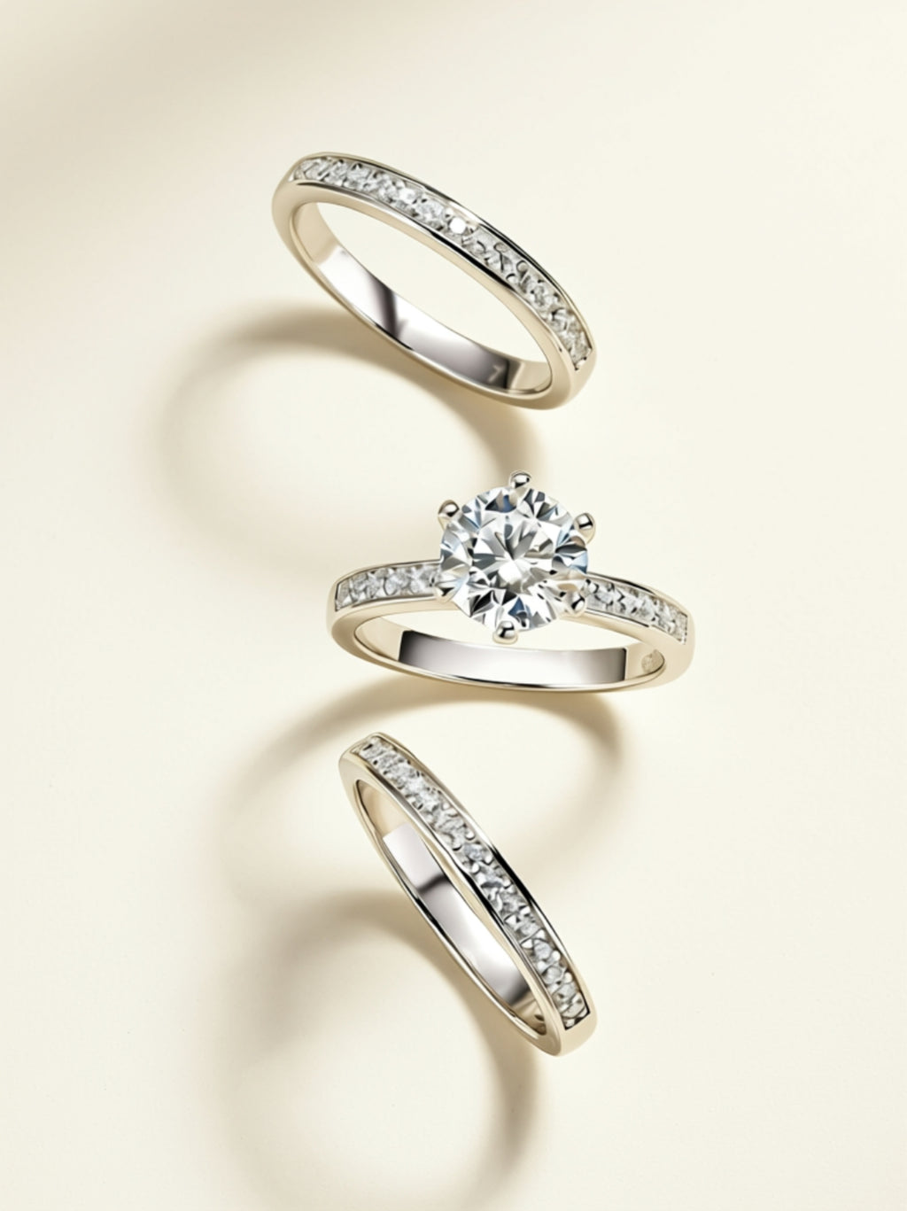 S925 Platinum‑Plated 3‑Piece Bridal Set