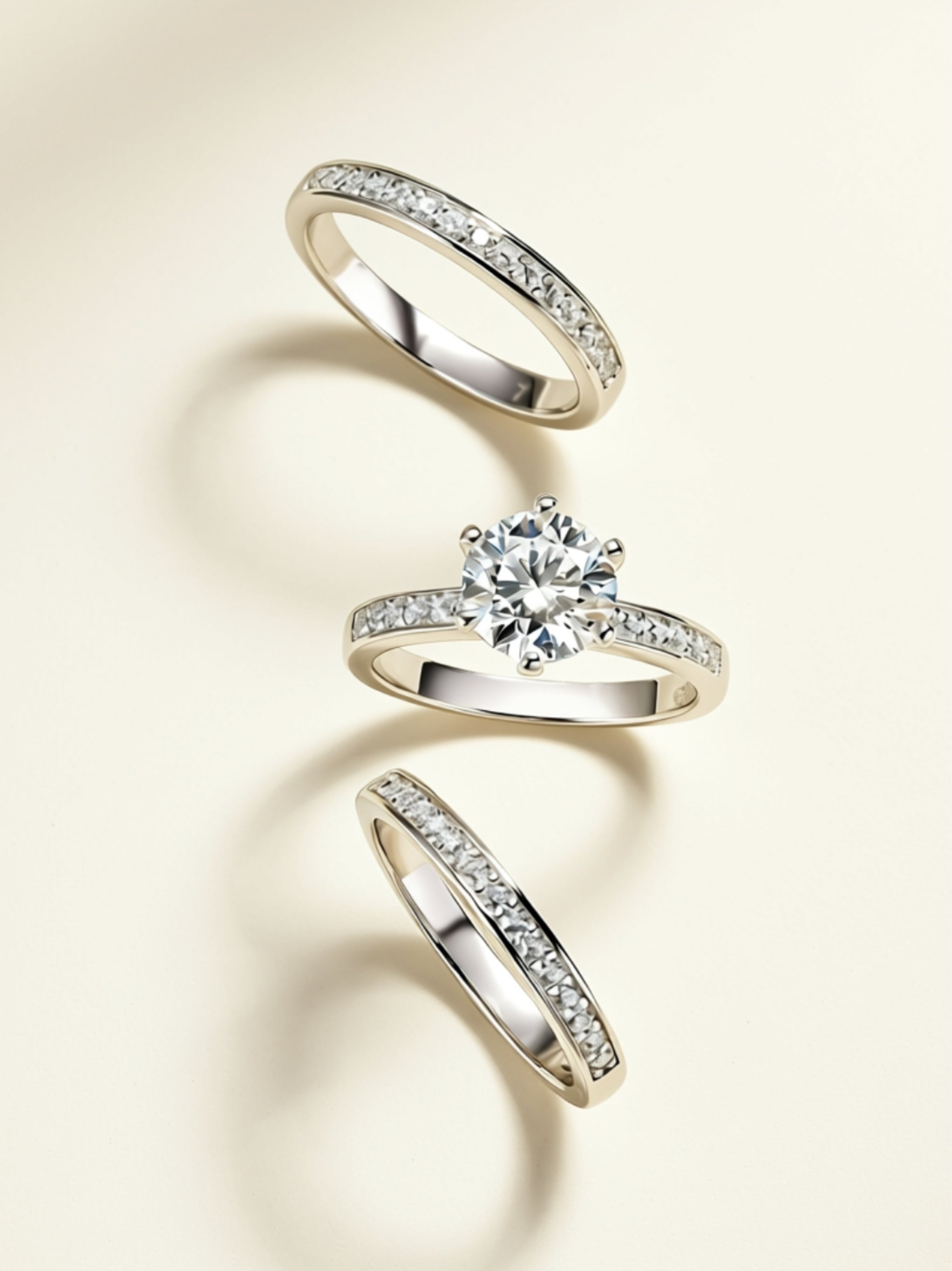 S925 Platinum‑Plated 3‑Piece Bridal Set