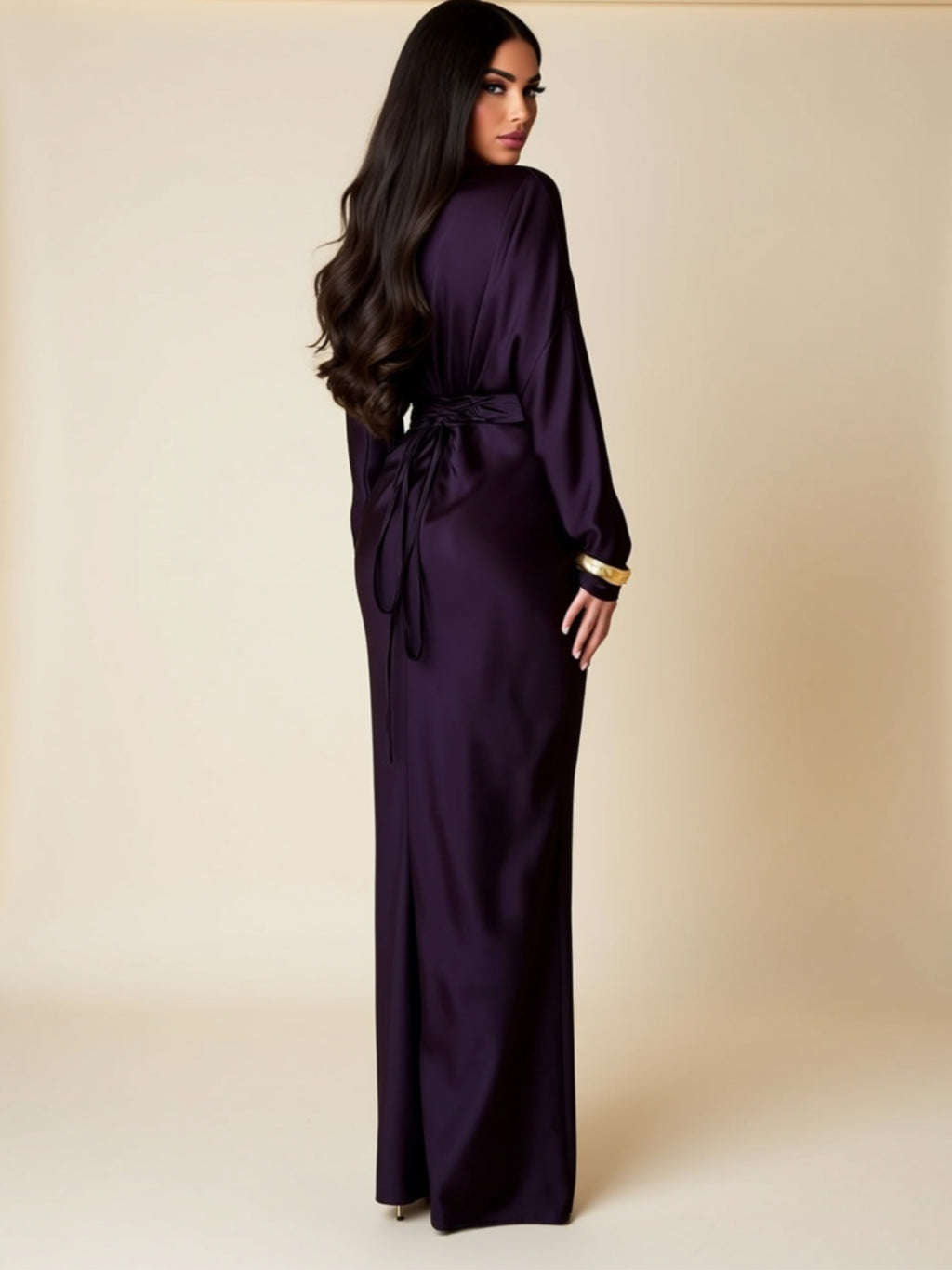 Deep Purple Long Sleeve Maxi Dress