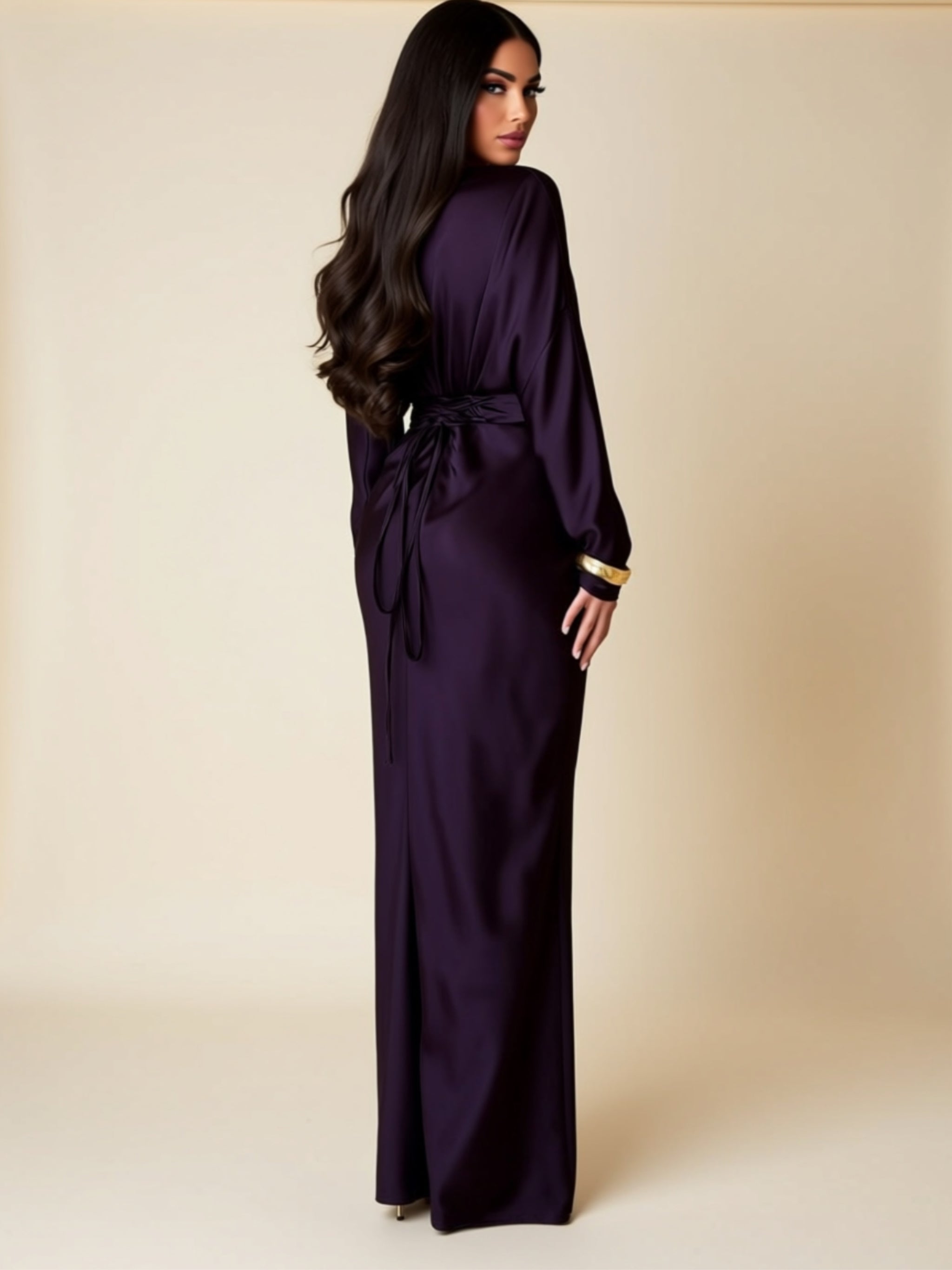 Deep Purple Long Sleeve Maxi Dress