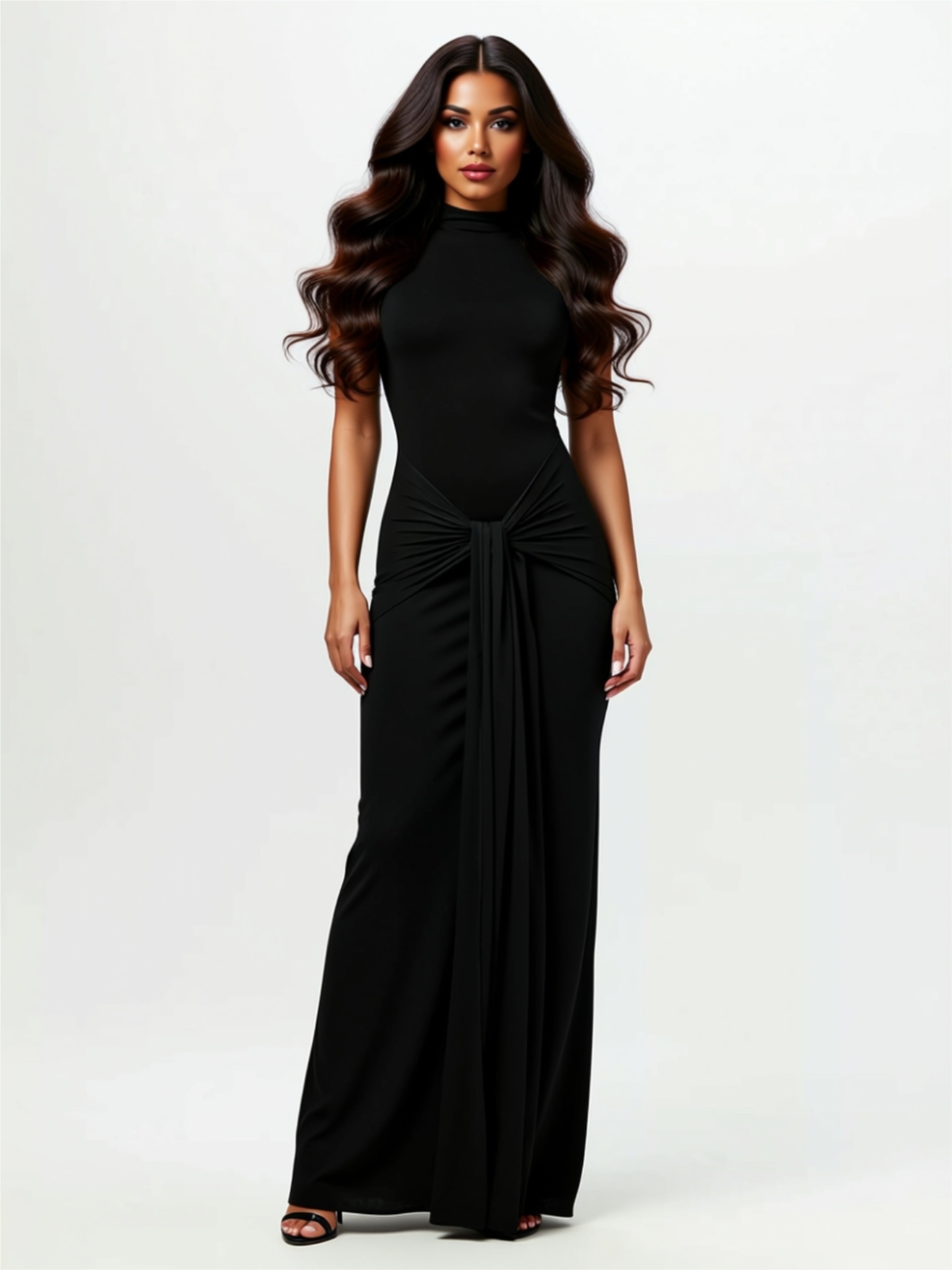 Sleeveless Tie-Front Maxi Gown