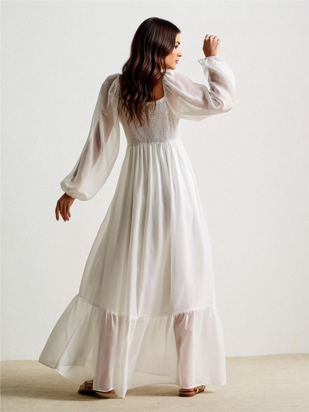Lace Bodice Smocked Maxi Dress