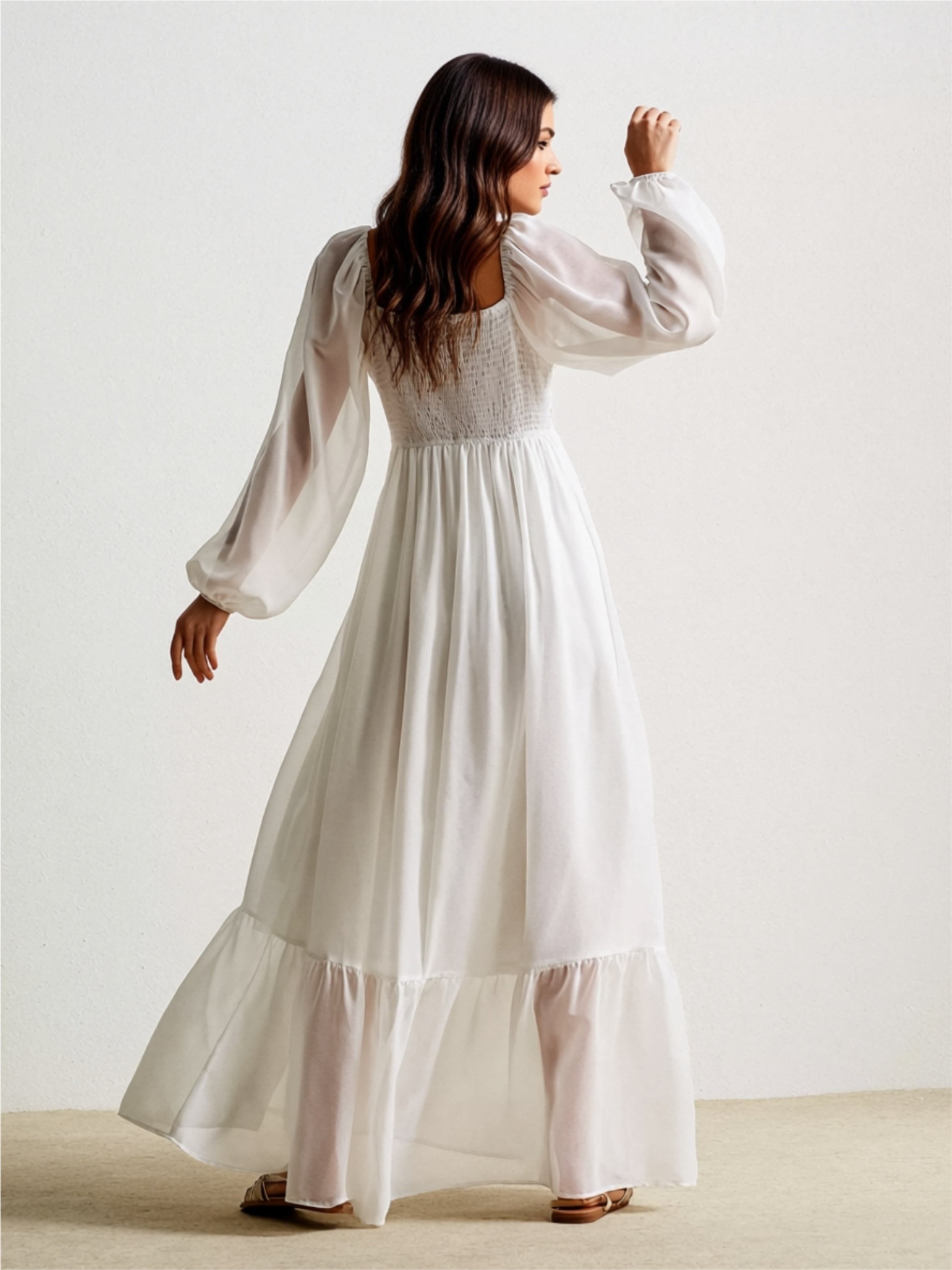 Lace Bodice Smocked Maxi Dress