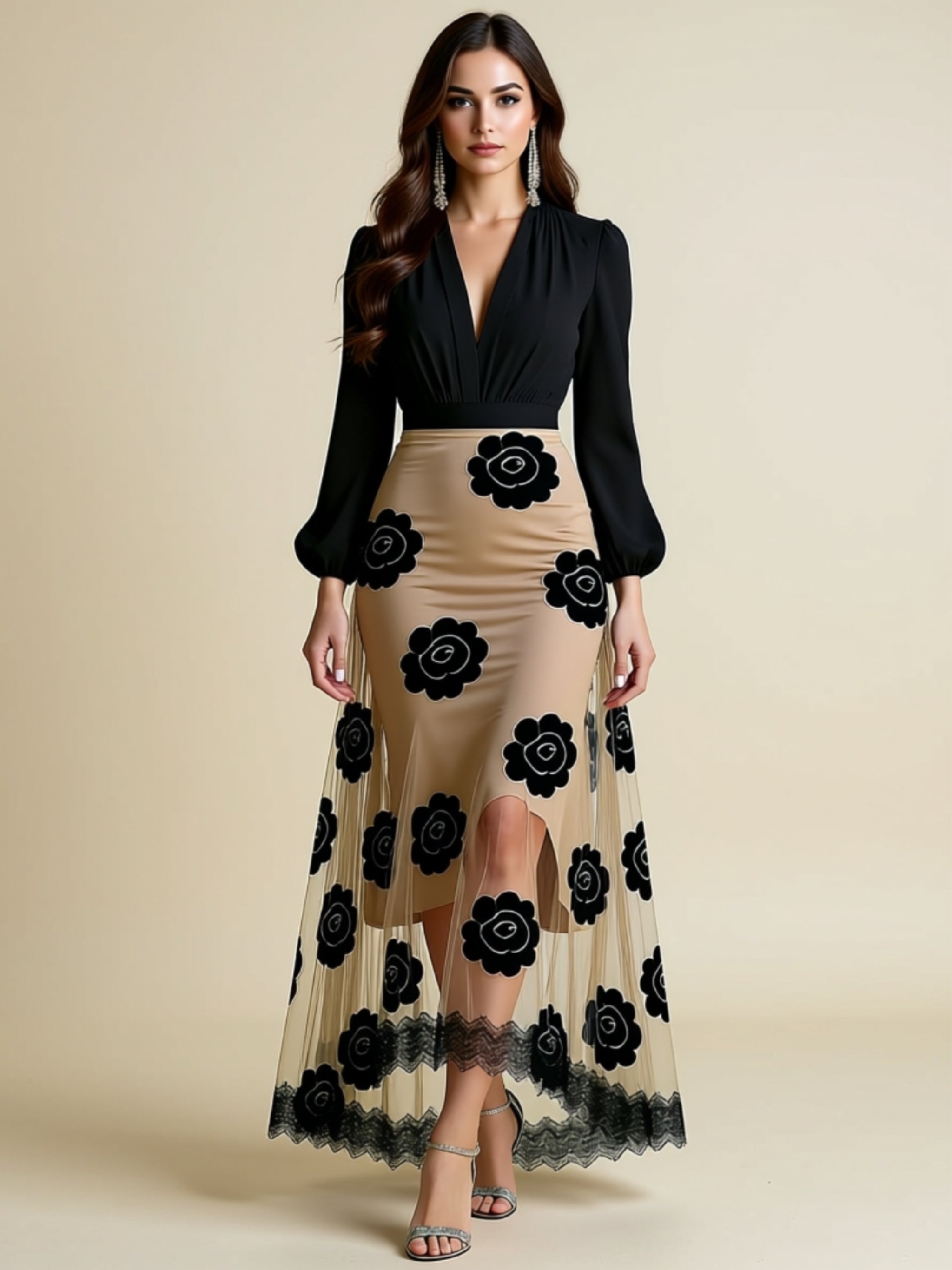 Bohemian A‑Line Long Sleeve Maxi Dress