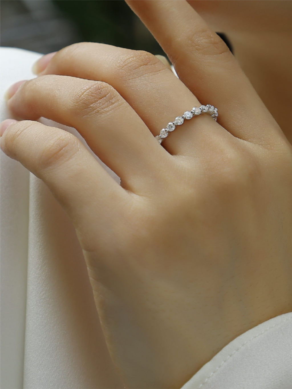 Dainty Moissanite Eternity Band