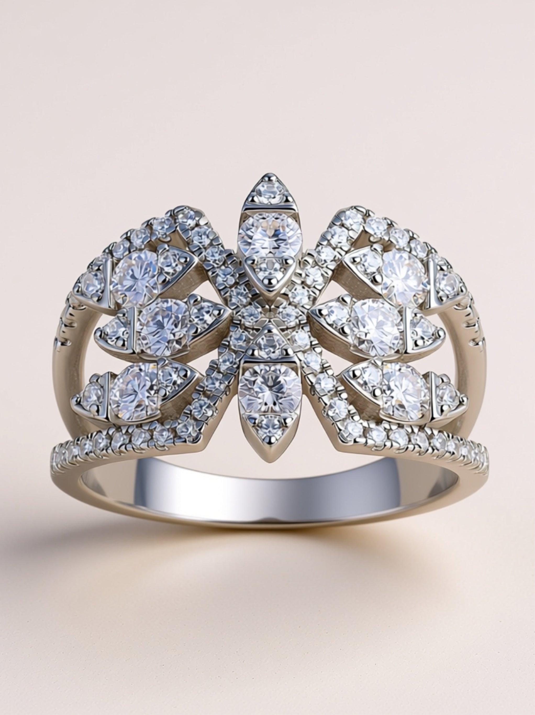 Floral Moissanite Statement Ring