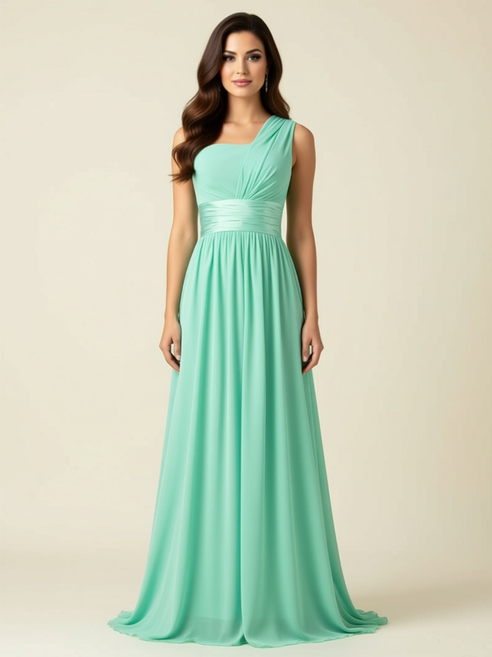 One‑Shoulder Chiffon Maxi Dress