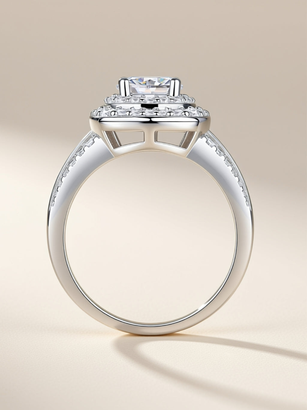 1 Carat Double‑Halo Moissanite Engagement Ring