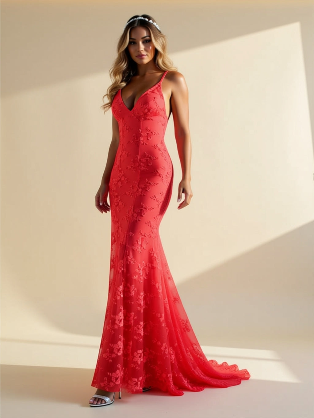 Elegant Lace Maxi Evening Dress