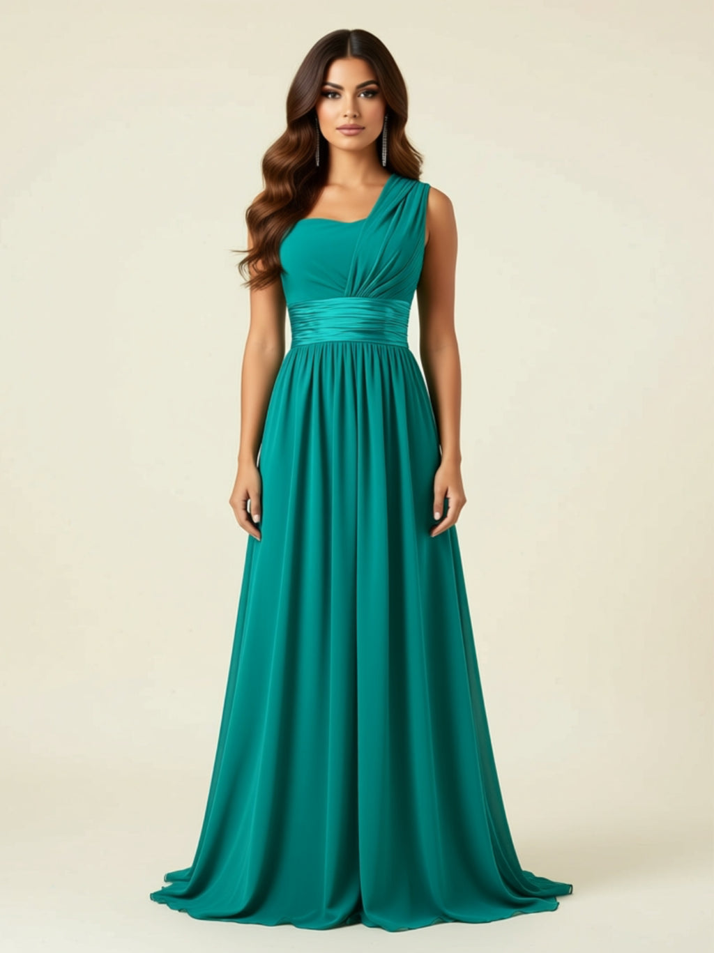 One‑Shoulder Chiffon Maxi Dress
