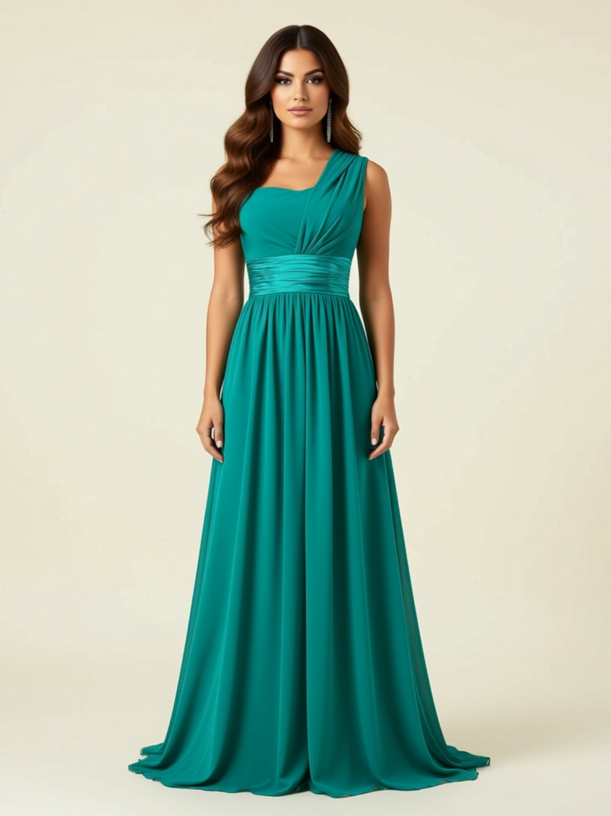 One‑Shoulder Chiffon Maxi Dress