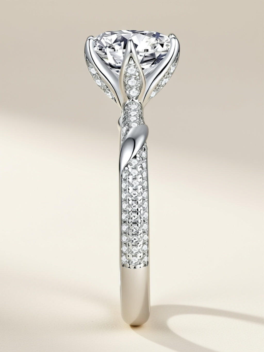 S925 Platinum‑Plated 3 Carat Moissanite Solitaire Ring