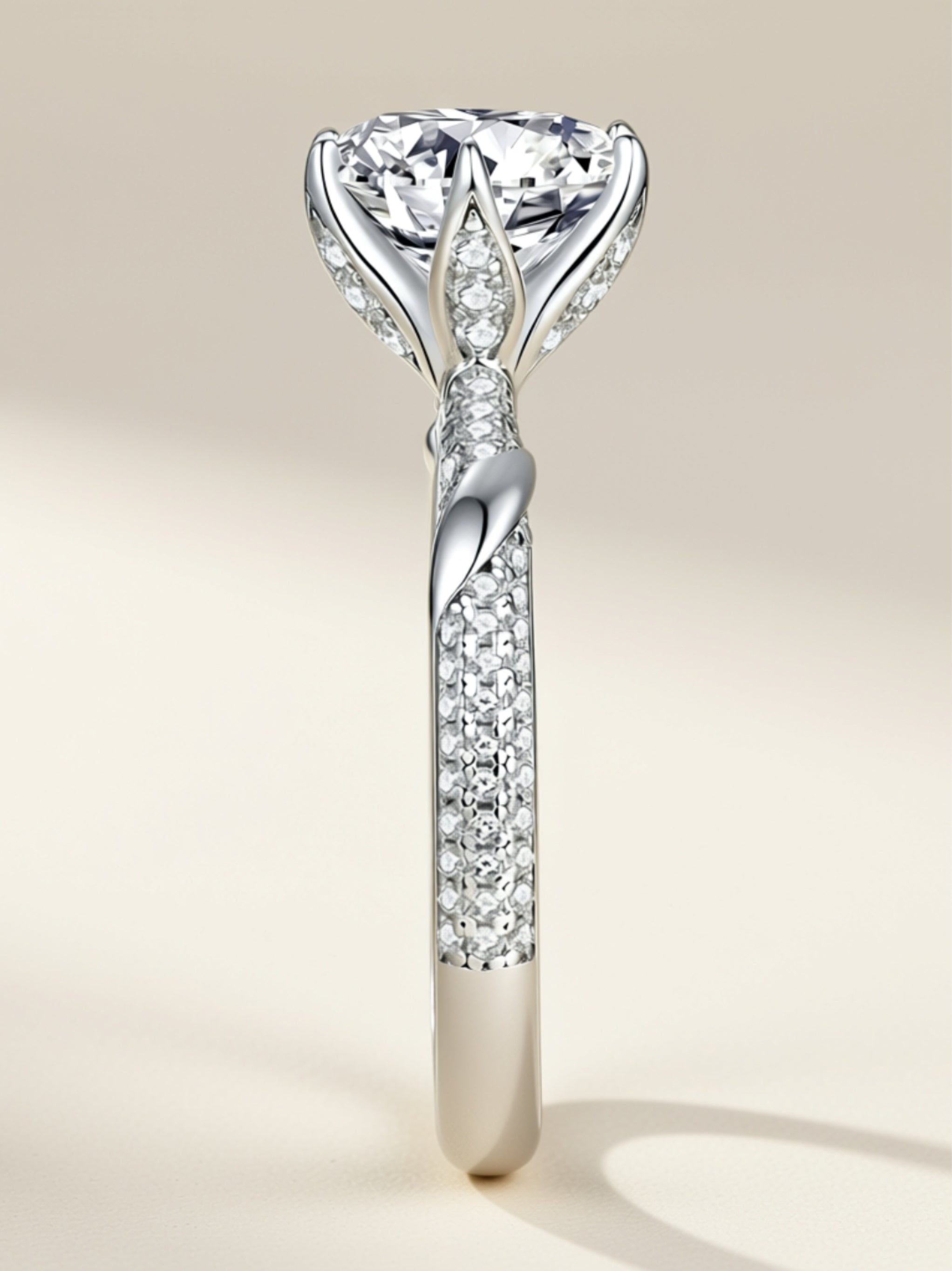 S925 Platinum‑Plated 3 Carat Moissanite Solitaire Ring