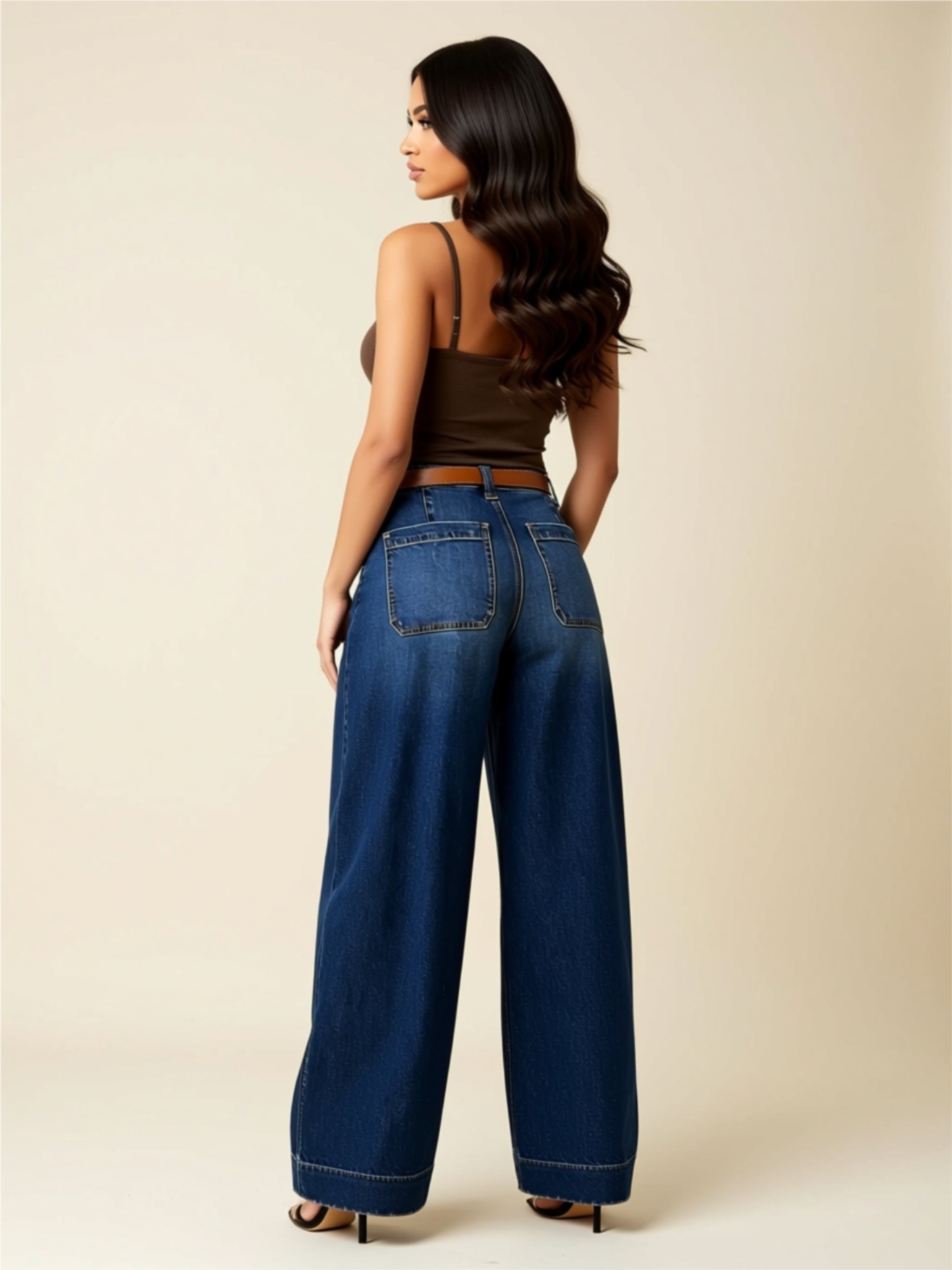 High‑Waisted Wide Leg Jeans