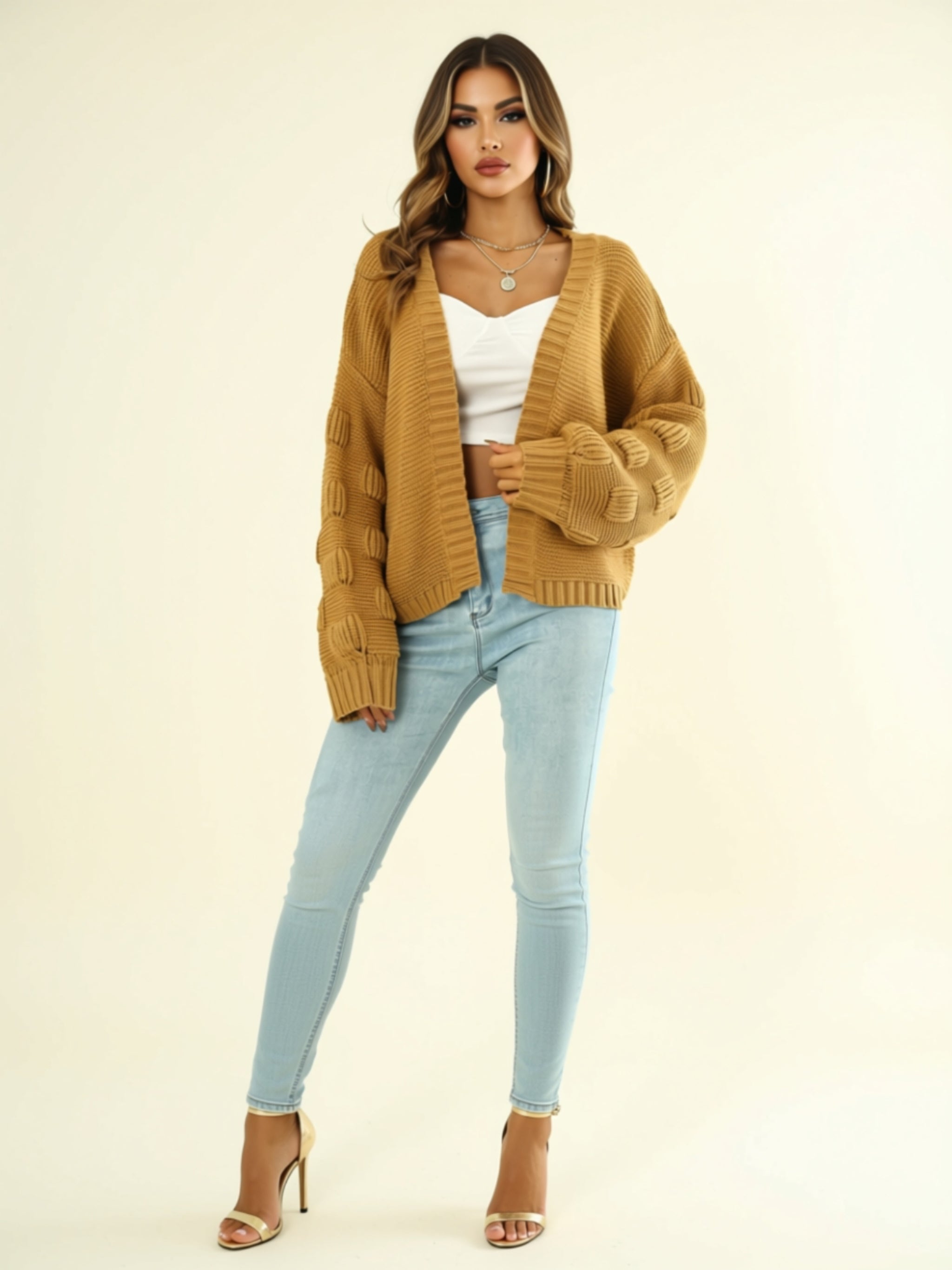 Chunky Ribbed Knit Open-Front Cardigan