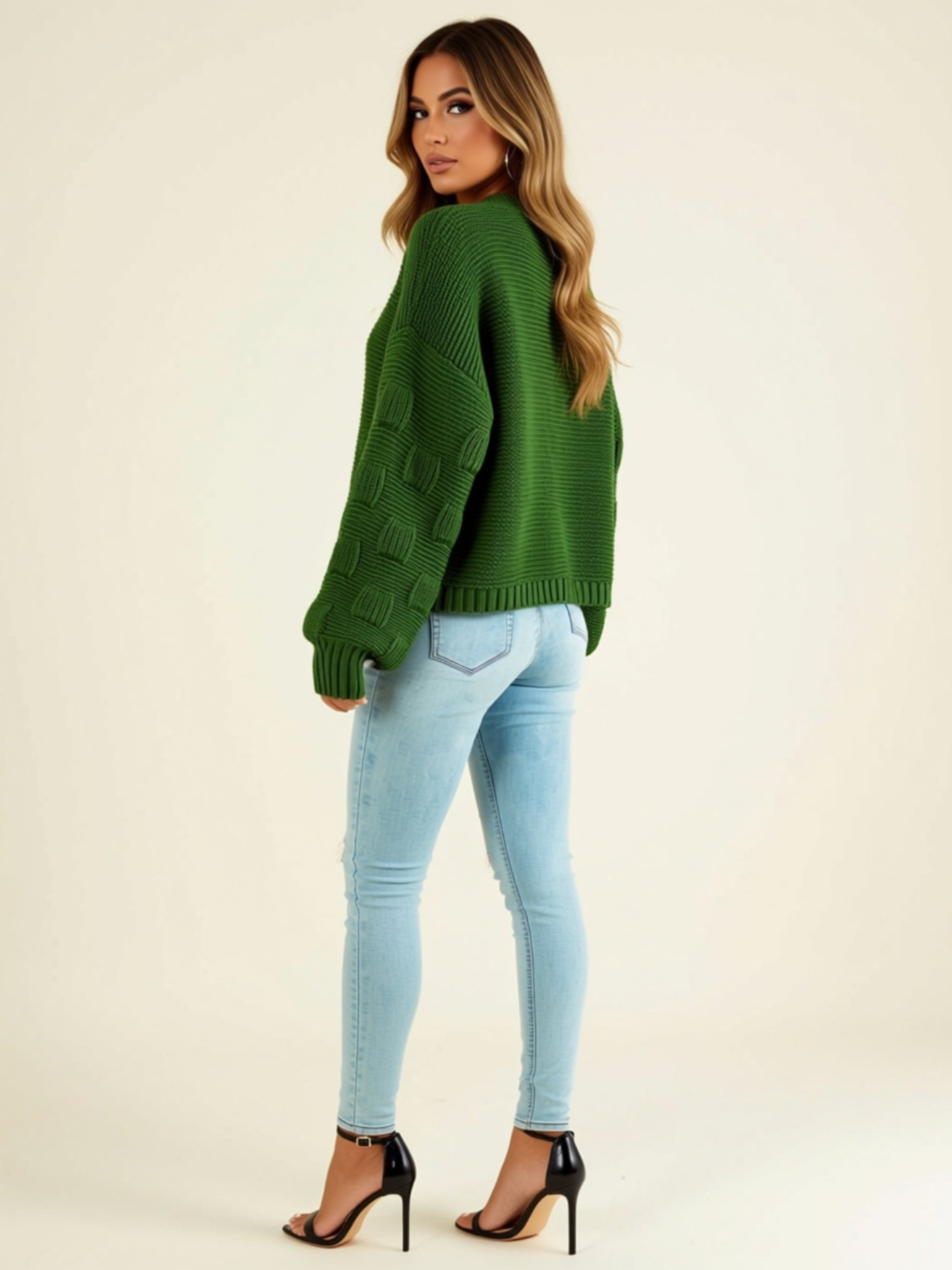 Chunky Ribbed Knit Open-Front Cardigan