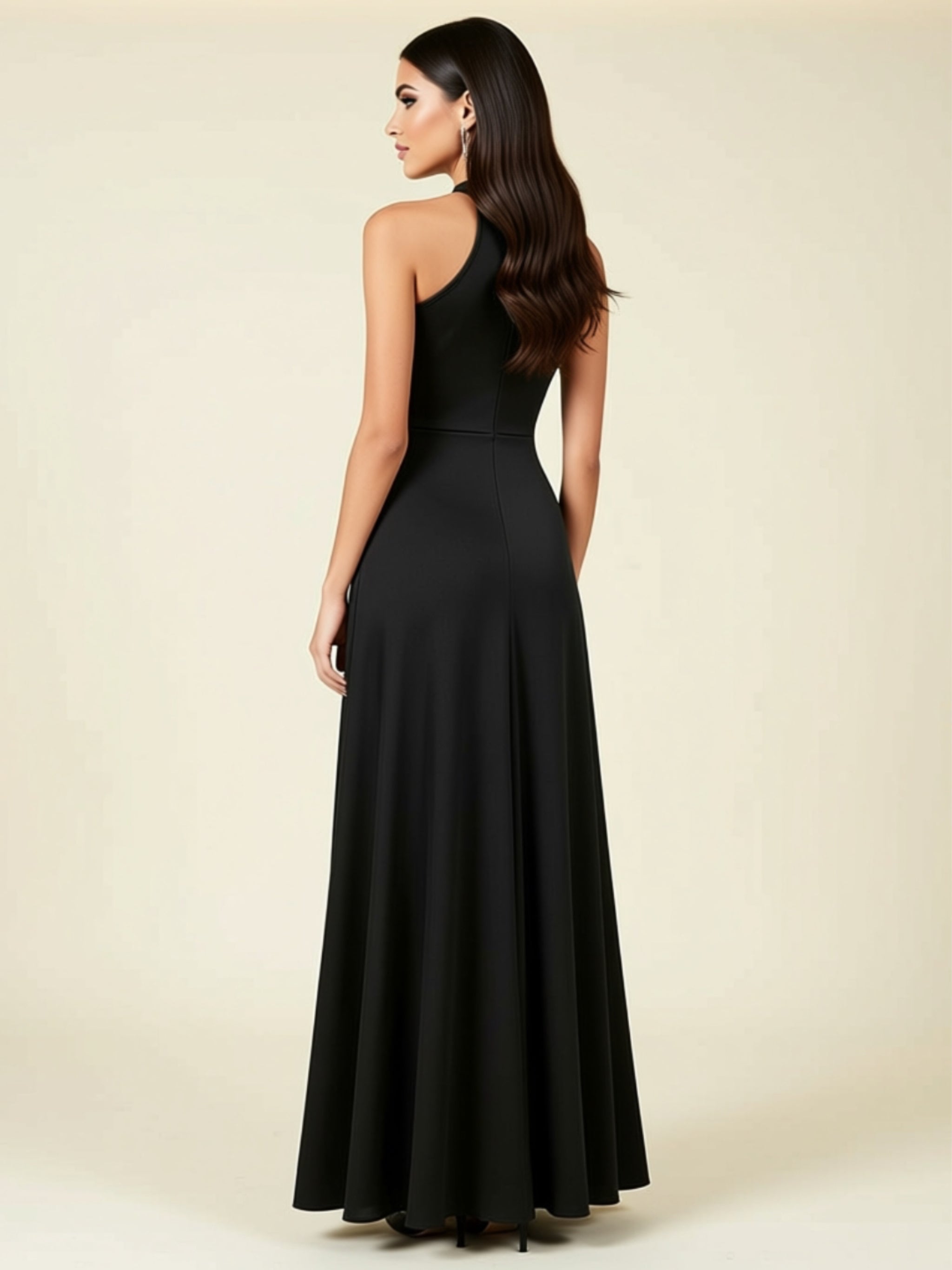 High Neck Maxi Dress with Front Slit