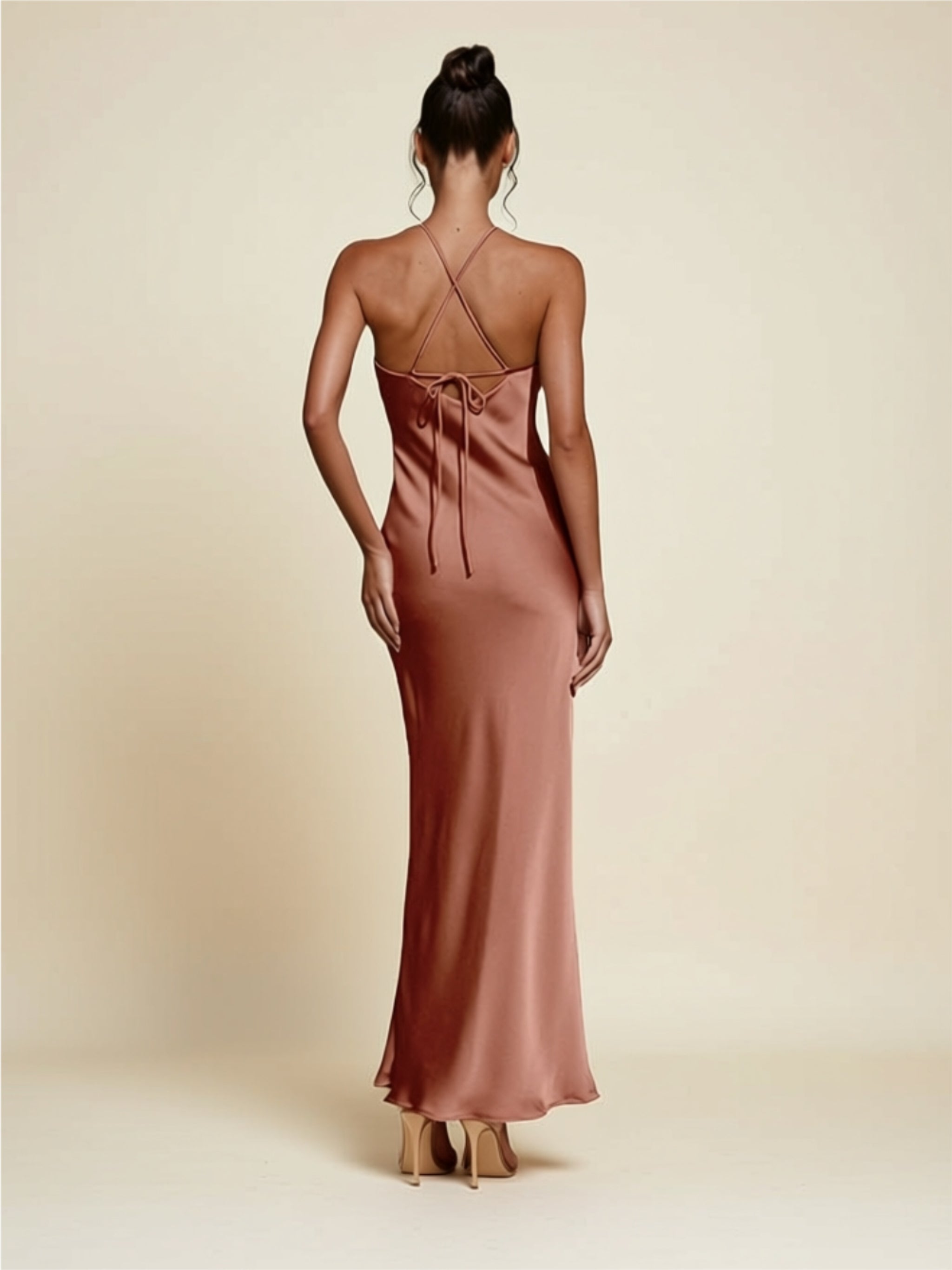 Backless Crisscross Evening Gown