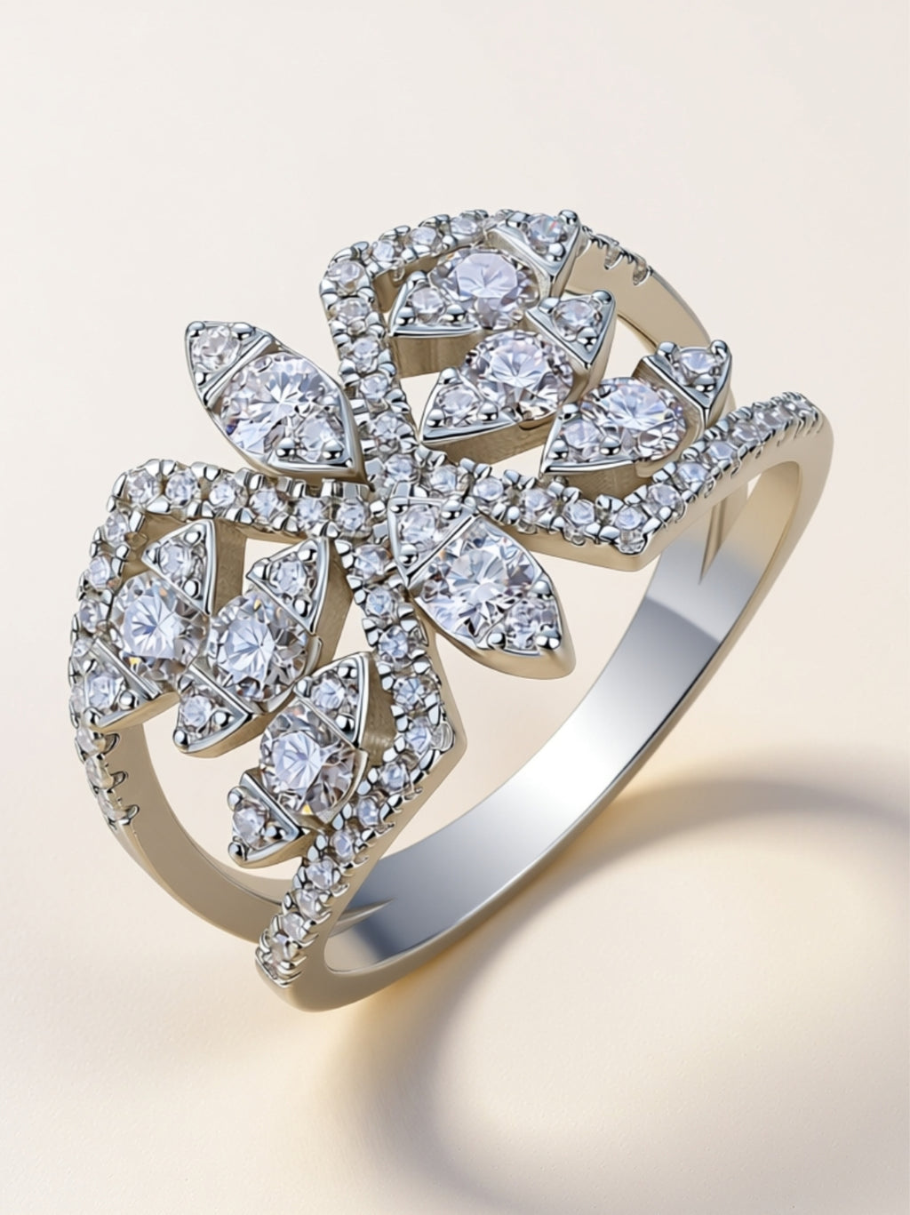 Floral Moissanite Statement Ring